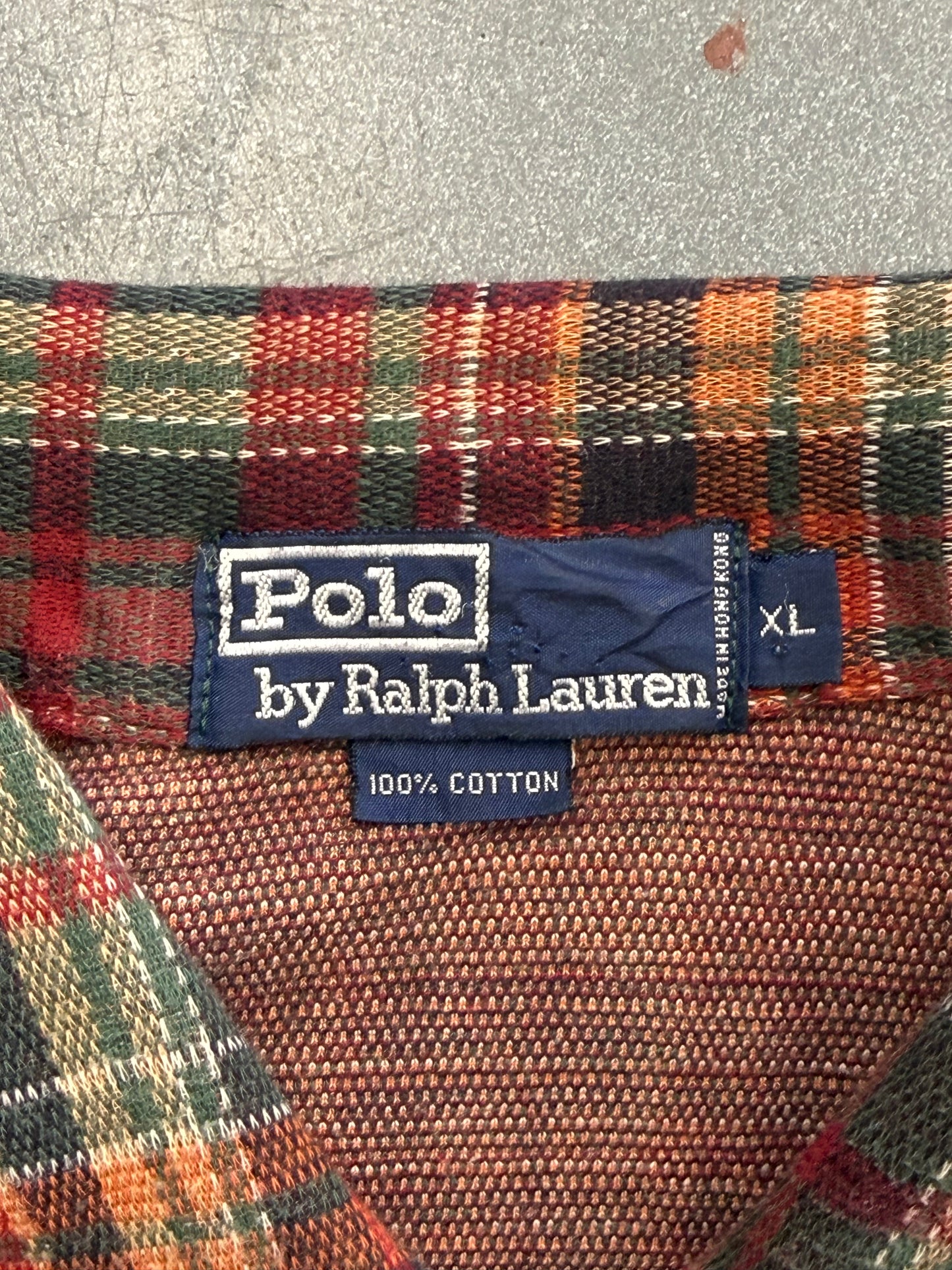90S POLO RALPH LAUREN PLAID HALF-ZIP TWO TONE PULLOVER (AS WORN BY WILL SMITH IN FRESH PRINCE)