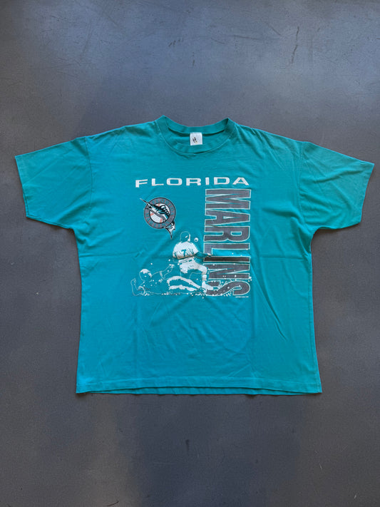1991 FLORIDA MARLINS SLIDING TEE (JOSTENS TAG)