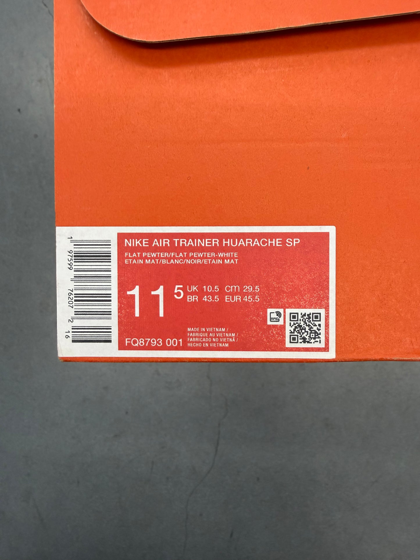2024 SIZE 11.5 NIKE AIR TRAINER HUARACHE CORTEIZ GULLY GREY (W/BOX)