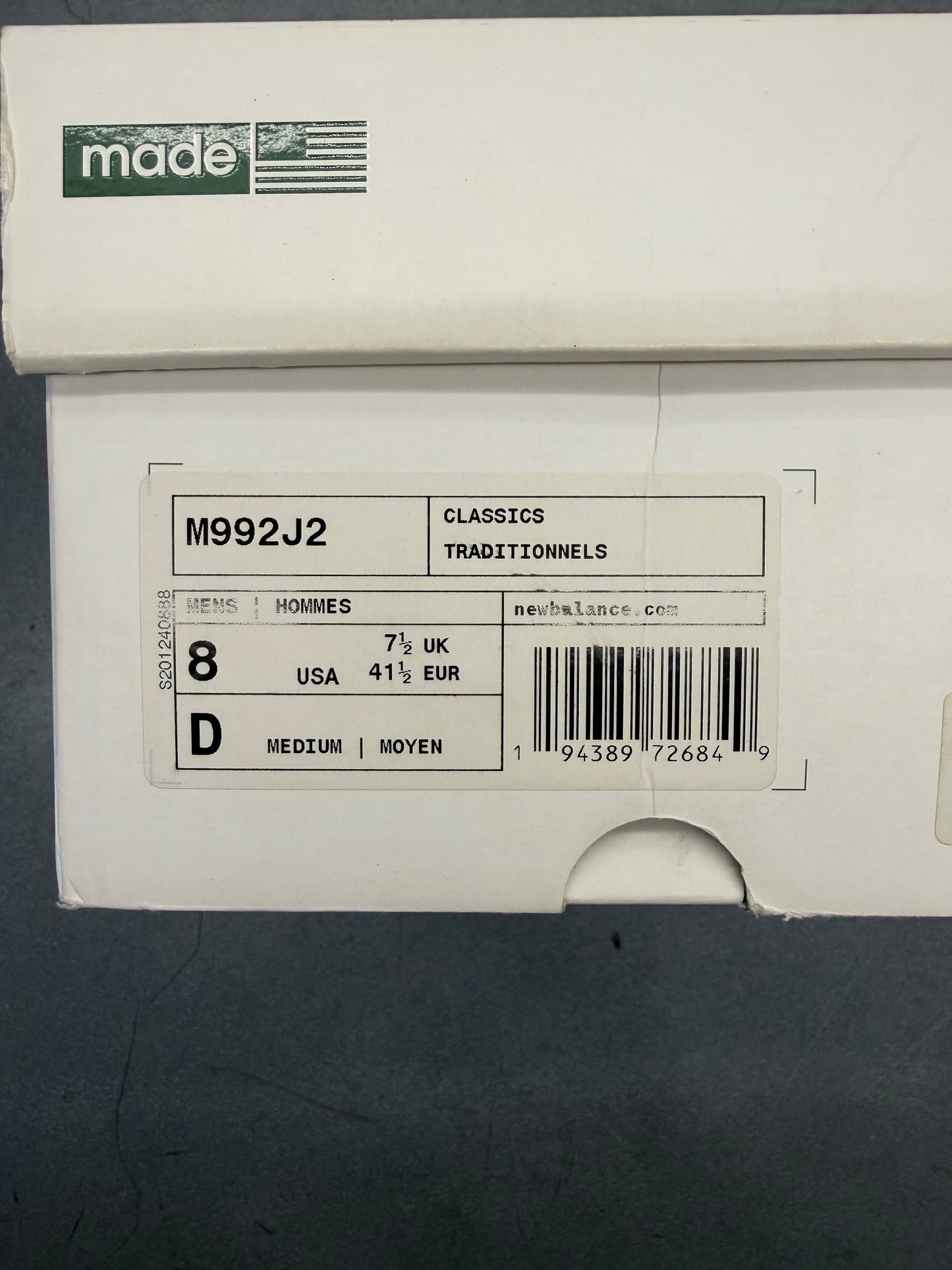 2020 NEW BALANCE 992 JJJJOUND GREY (W/BOX)