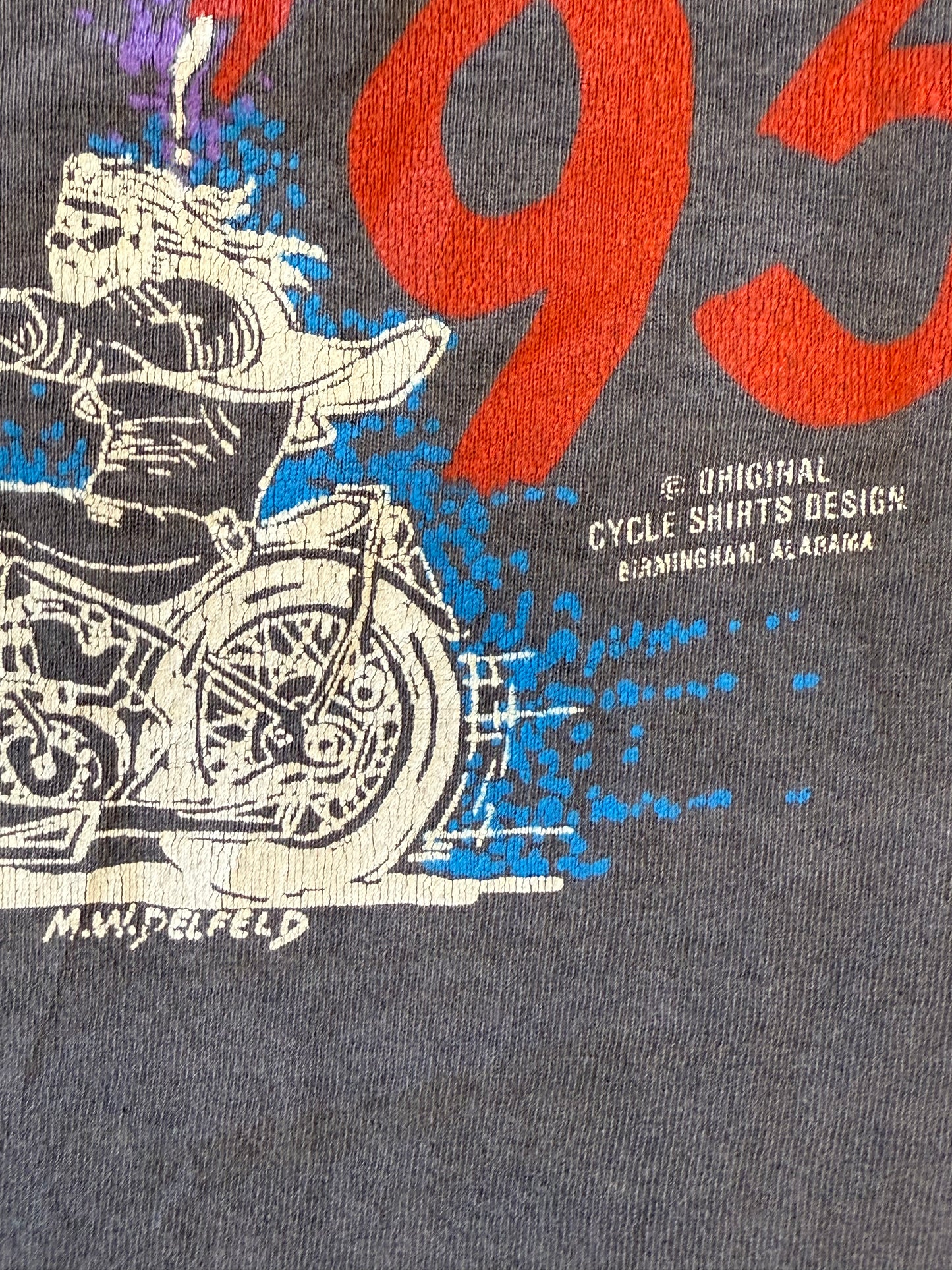1993 STURGIS 53RD ANNUAL LIGHTNING FADED LS TEE (CENTER CUT TAG)