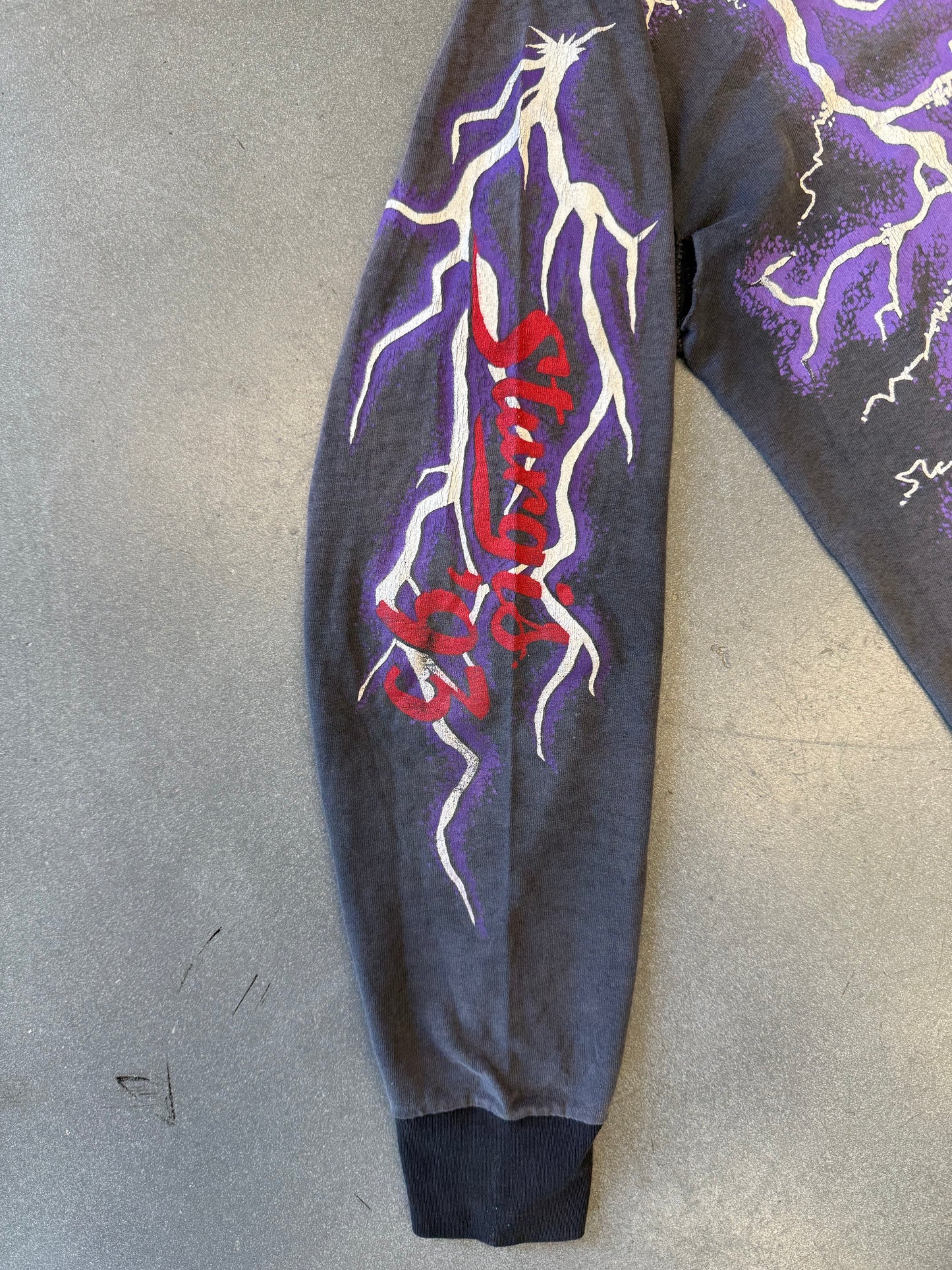 1993 STURGIS 53RD ANNUAL LIGHTNING FADED LS TEE (CENTER CUT TAG)