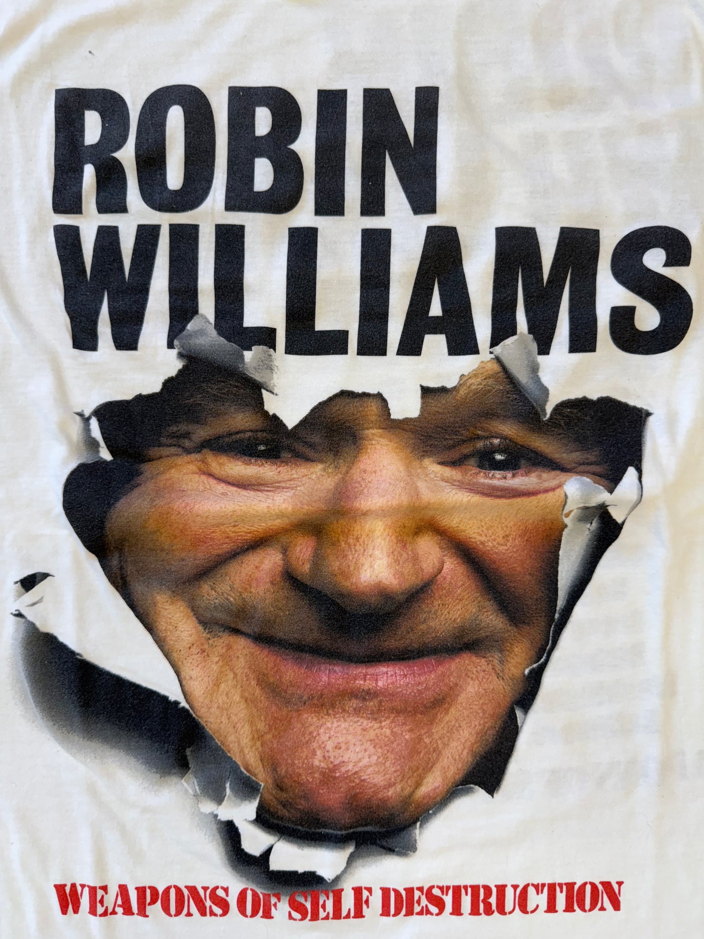 2008 ROBIN WILLIAMS WEAPONS OF SELF DESTRUCTION TOUR BIG FACE TEE (TEN TAG)