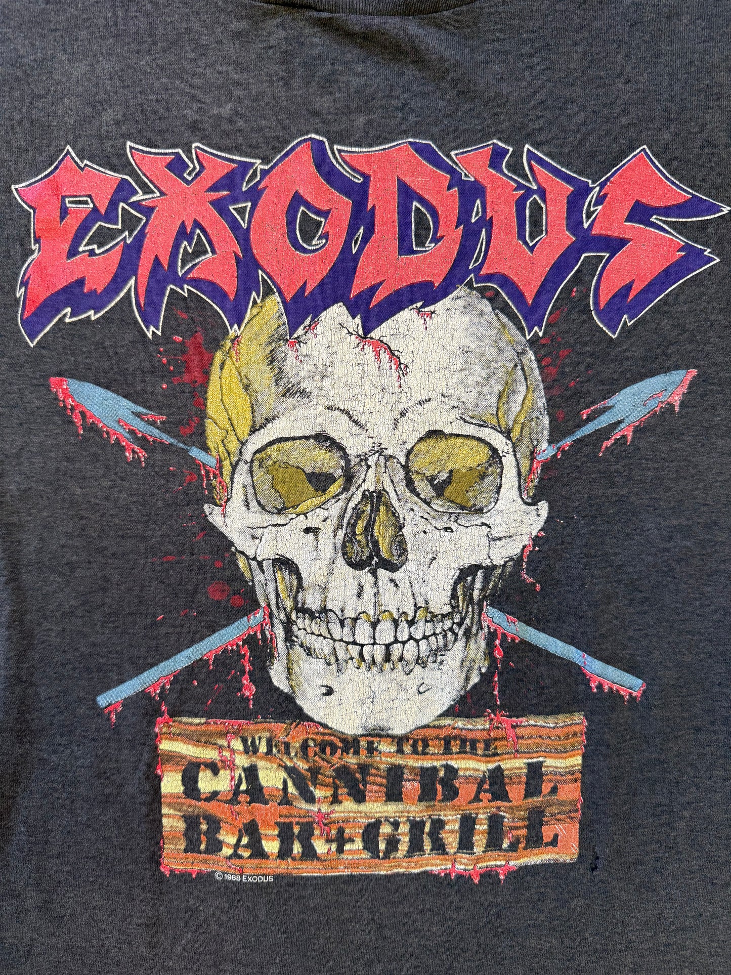 1988 EXODUS MEAT PARTY TOUR TEE (SILVER BROCKUM TAG)