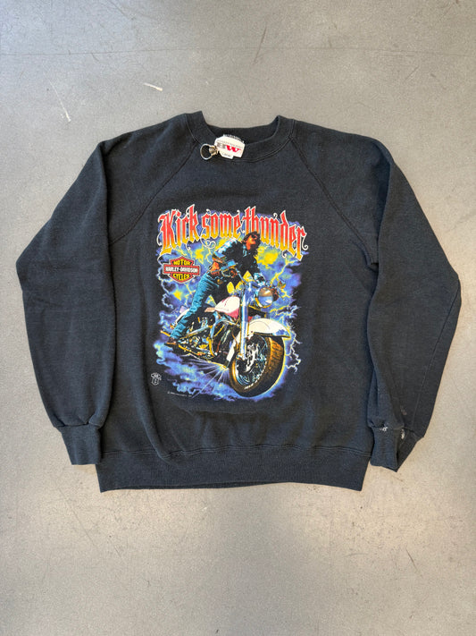 1988 HARLEY DAVIDSON "KICK SOME THUNDER" CREWNECK SWEATER (BASSETT-WALKER TAG)