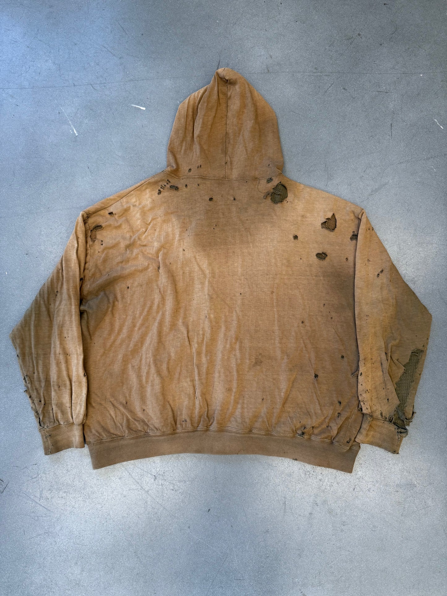 1950'S THRASHED SELVEDGED WAFFLE LINE ZIP UP HOODIE
