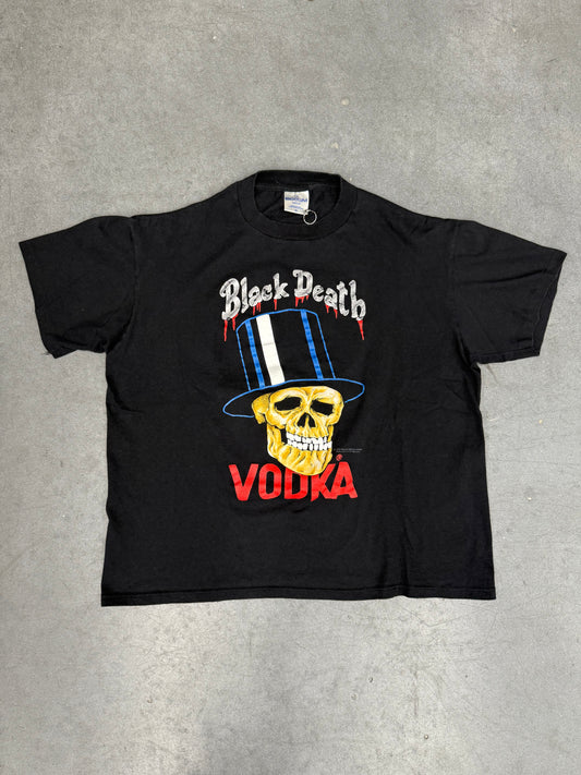 1992 BLACK DEATH VODKA TOP HAT SKULL TEE (THE BROCKUM GROUP TAG)