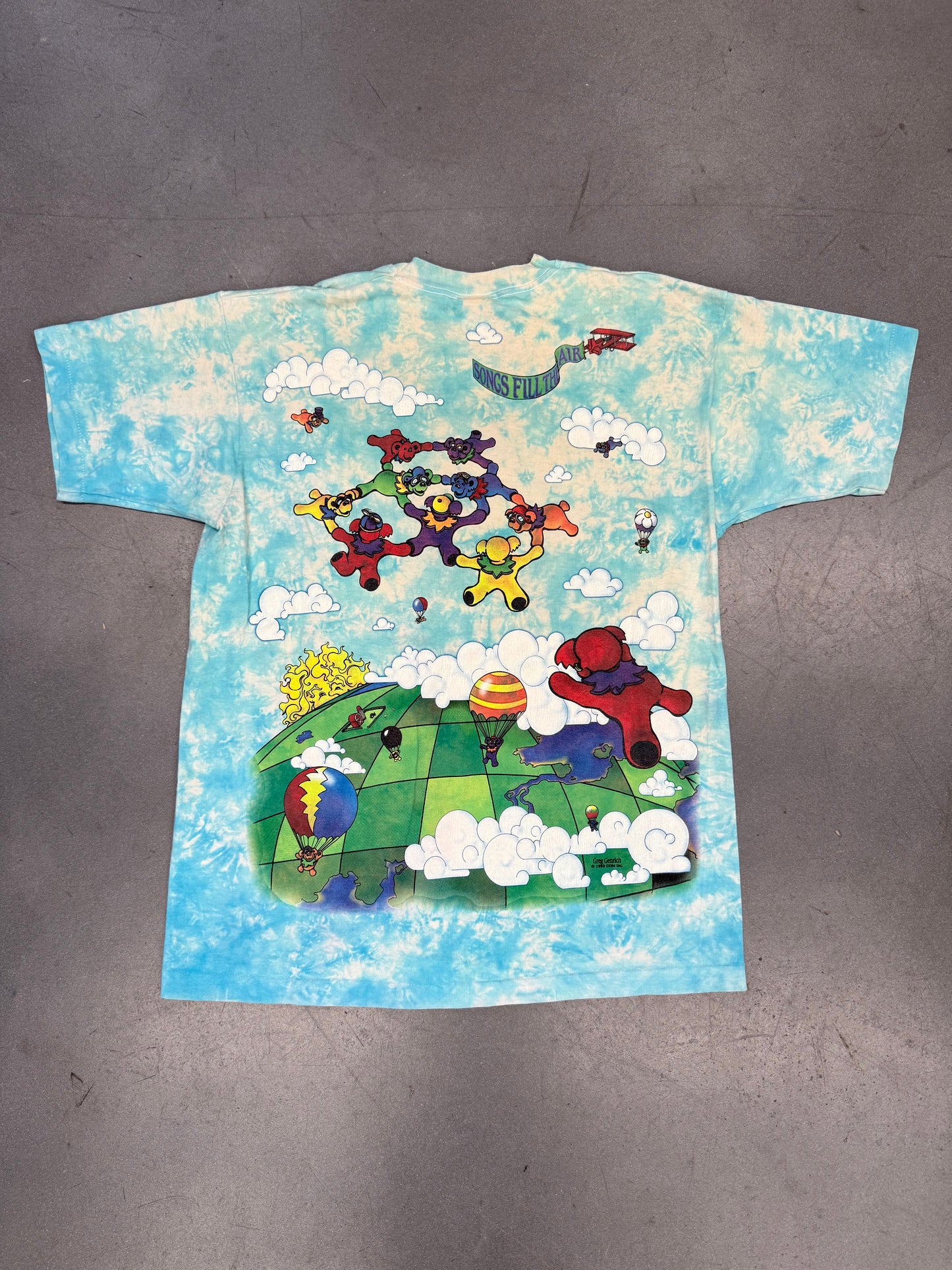 1993 GRATEFUL DEAD PARACHUTING BEARS SONGS FILL THE AIR TEE (LIQUID BLUE TAG)