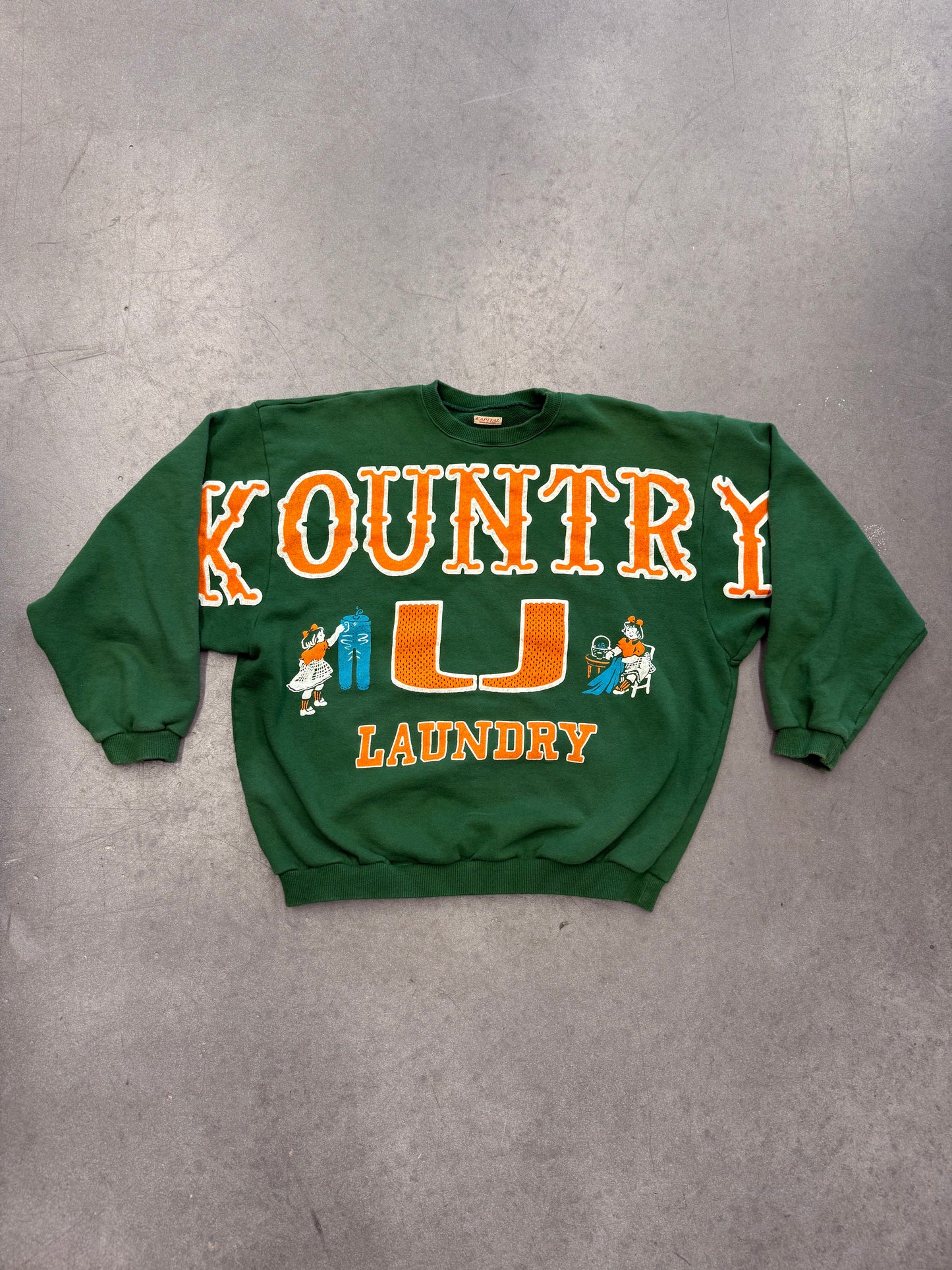 KAPITAL MENS BIG KOUNTRY LAUNDRY SWEATSHIRT - GREEN