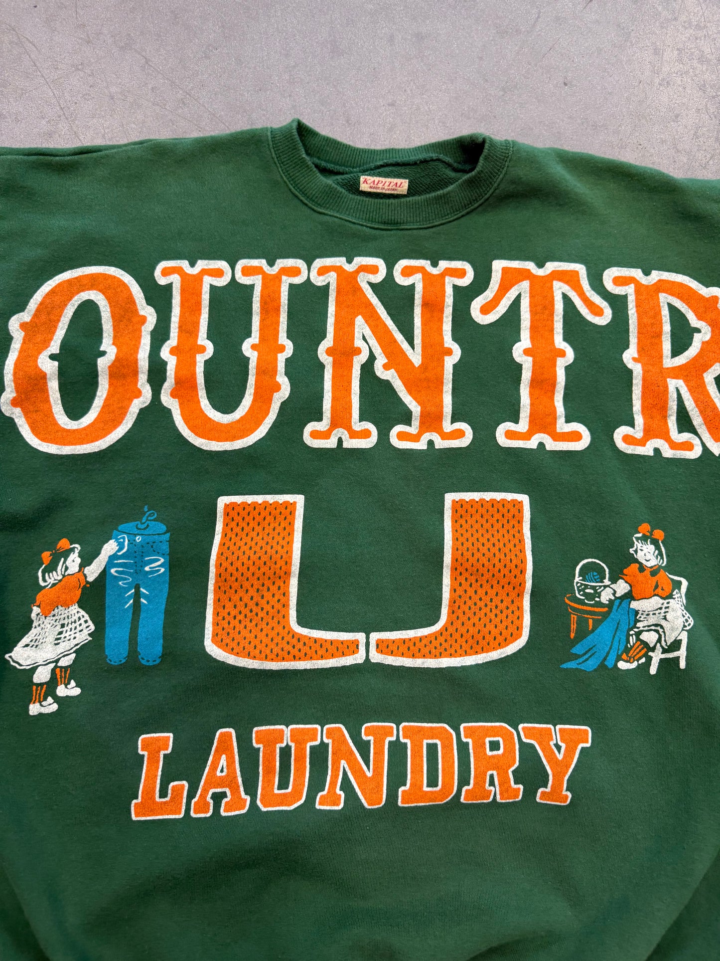 KAPITAL MENS BIG KOUNTRY LAUNDRY SWEATSHIRT - GREEN