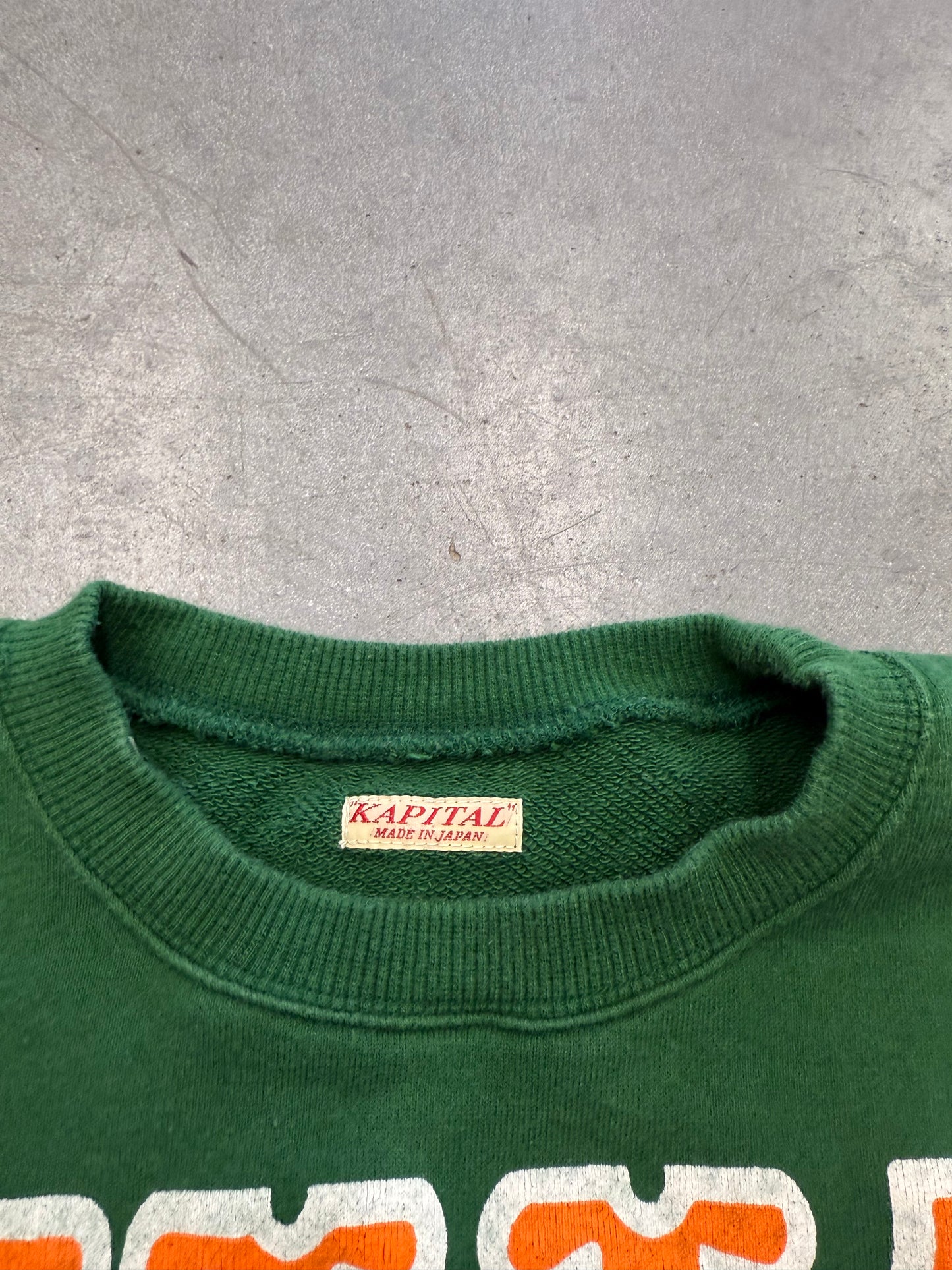 KAPITAL MENS BIG KOUNTRY LAUNDRY SWEATSHIRT - GREEN