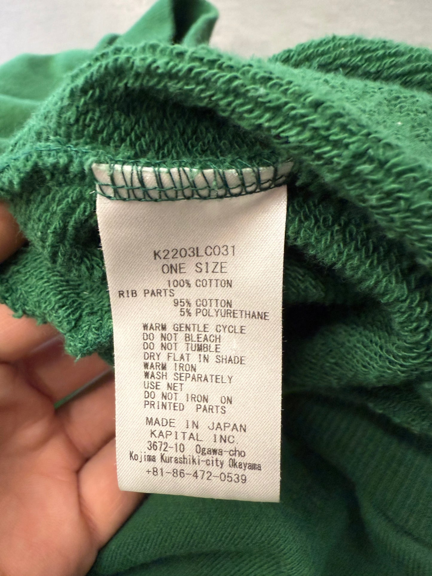 KAPITAL MENS BIG KOUNTRY LAUNDRY SWEATSHIRT - GREEN