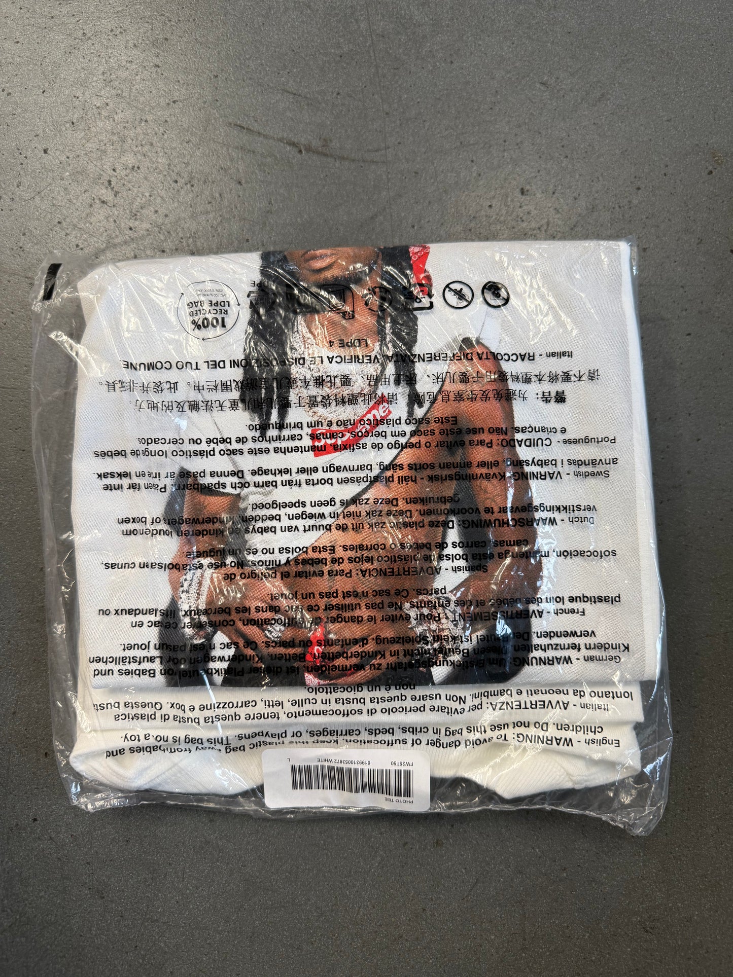FW25 SUPREME PLAYBOI CARTI PHOTO TEE - WHITE (L) (NEW)