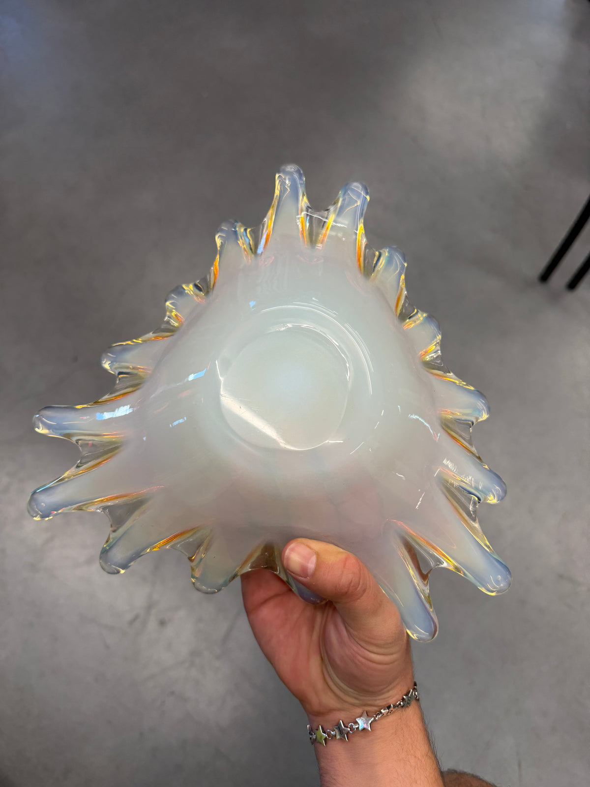 MURANO VINTAGE STAR ORANGE-YELLOW GLASS BOWL