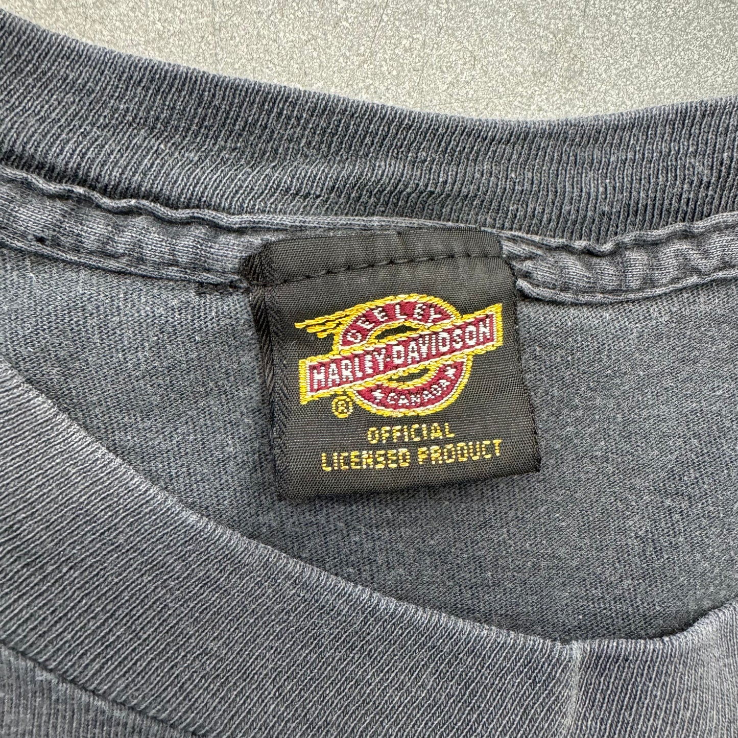 HARLEY-DAVIDSON MOTORCYCLE TAZ POPPING A WHEELY TEE (GEEELY CANADA TAG) (SIZE 5)
