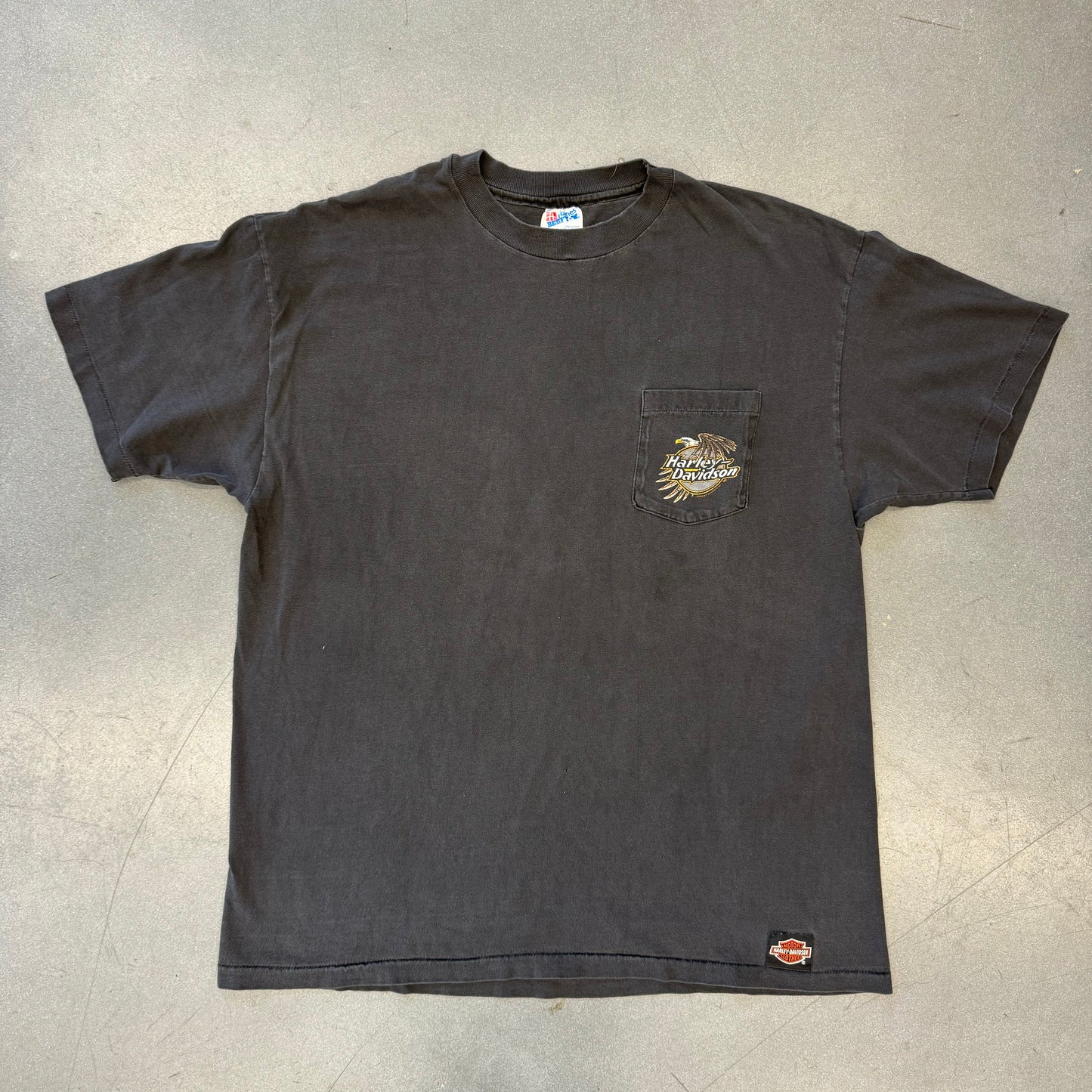 HARLEY-DAVIDSON POCKET TEE PALM BEACH FLORIDA HANES BEEFY-T TAG