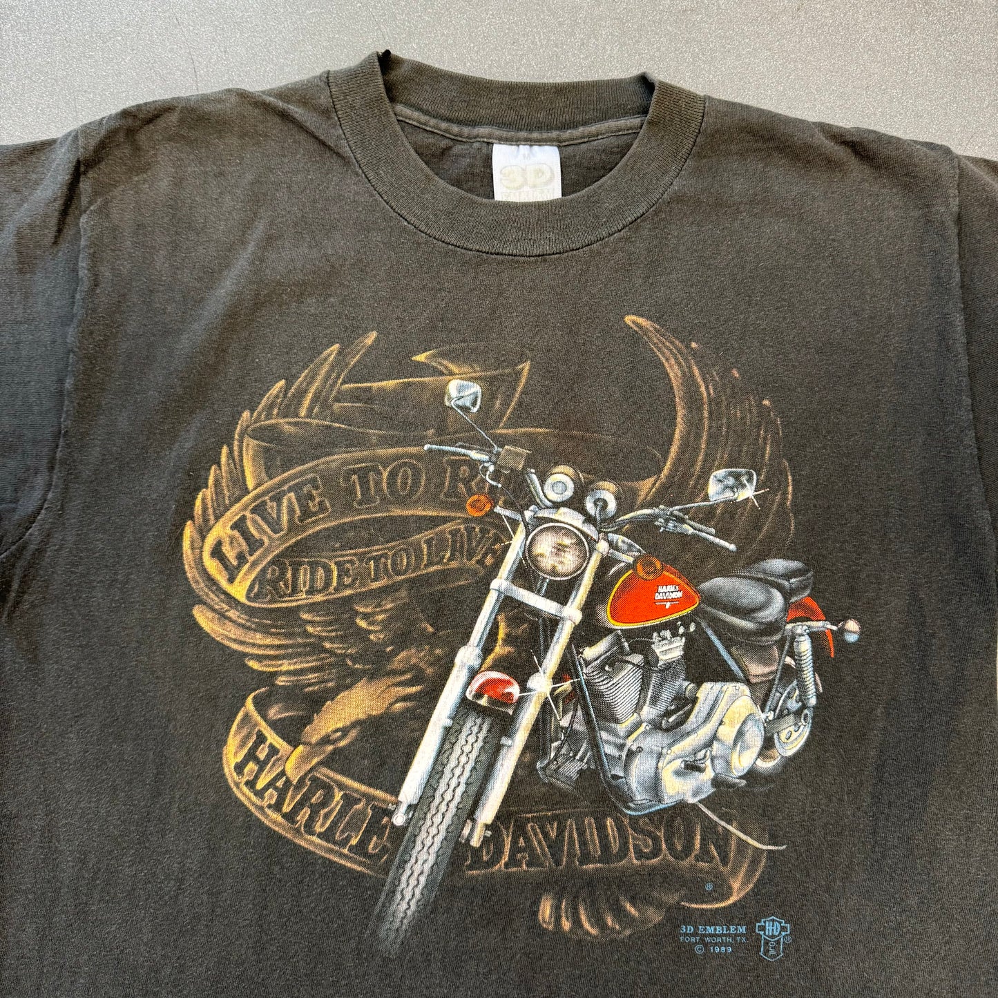 HARLEY-DAVIDSON LIVE TO RIDE RIDE TO LIVE 3D EMBLEM 1989 ST. CLOUD, MN.