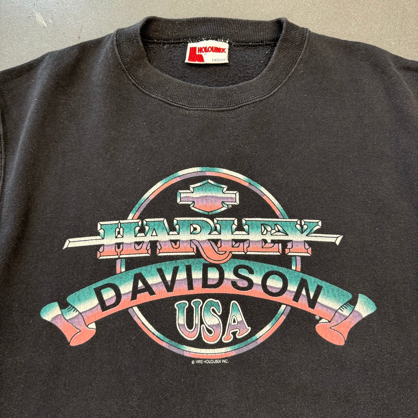 HARLEY-DAVIDSON USA 1992 MINOT, ND CREWNECK HOLOUBEX TAG