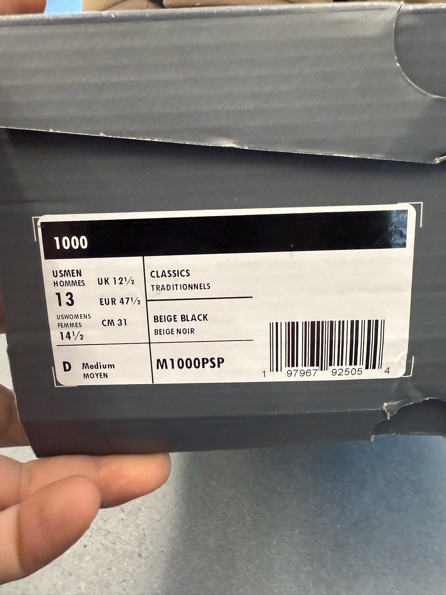 2025 SIZE 13 NEW BALANCE 1000 BEIGE (NEW IN BOX)