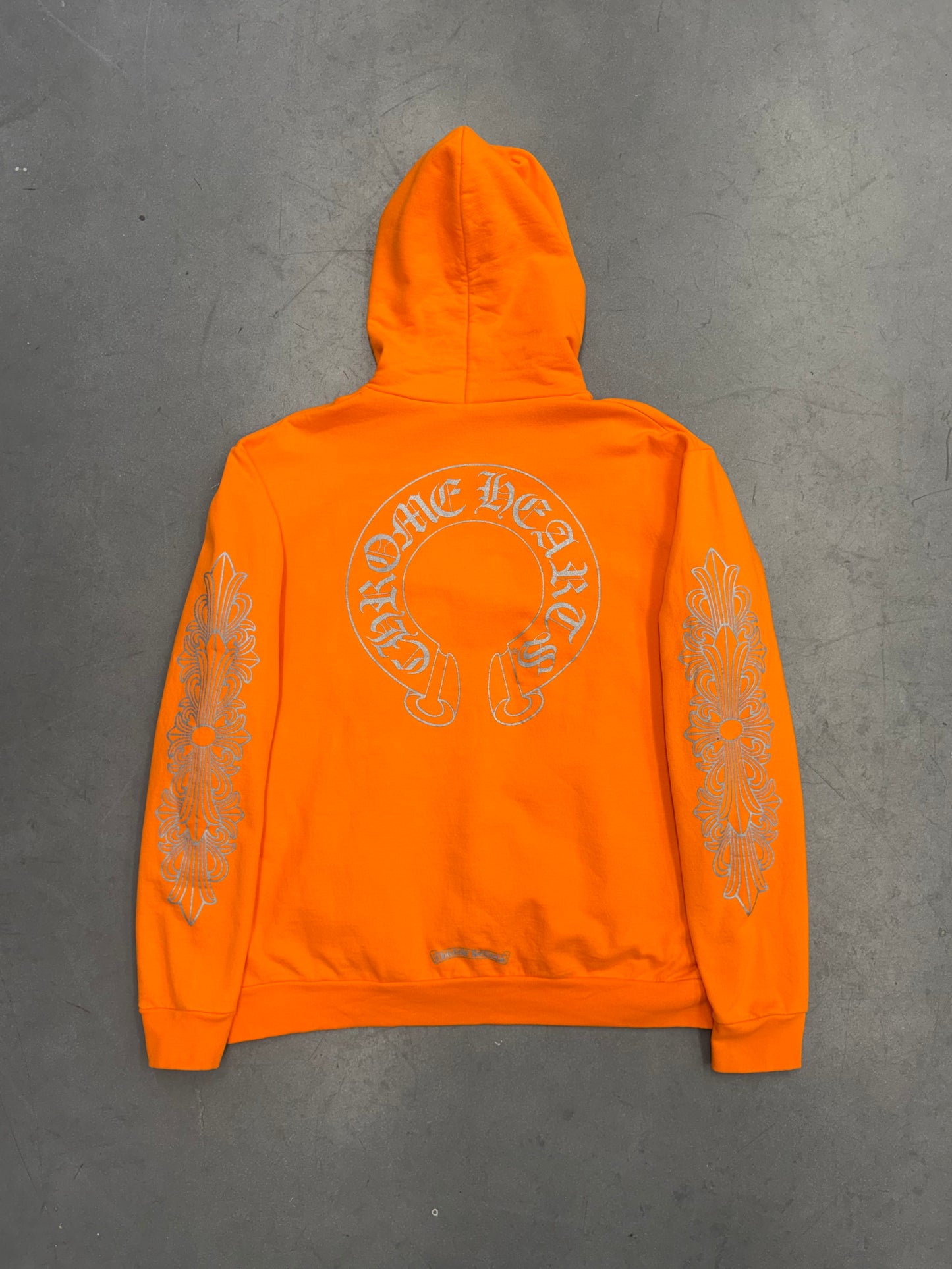 CHROME HEARTS MIAMI EXCLUSIVE FLORAL PULLOVER HOODIE - ORANGE/SILVER