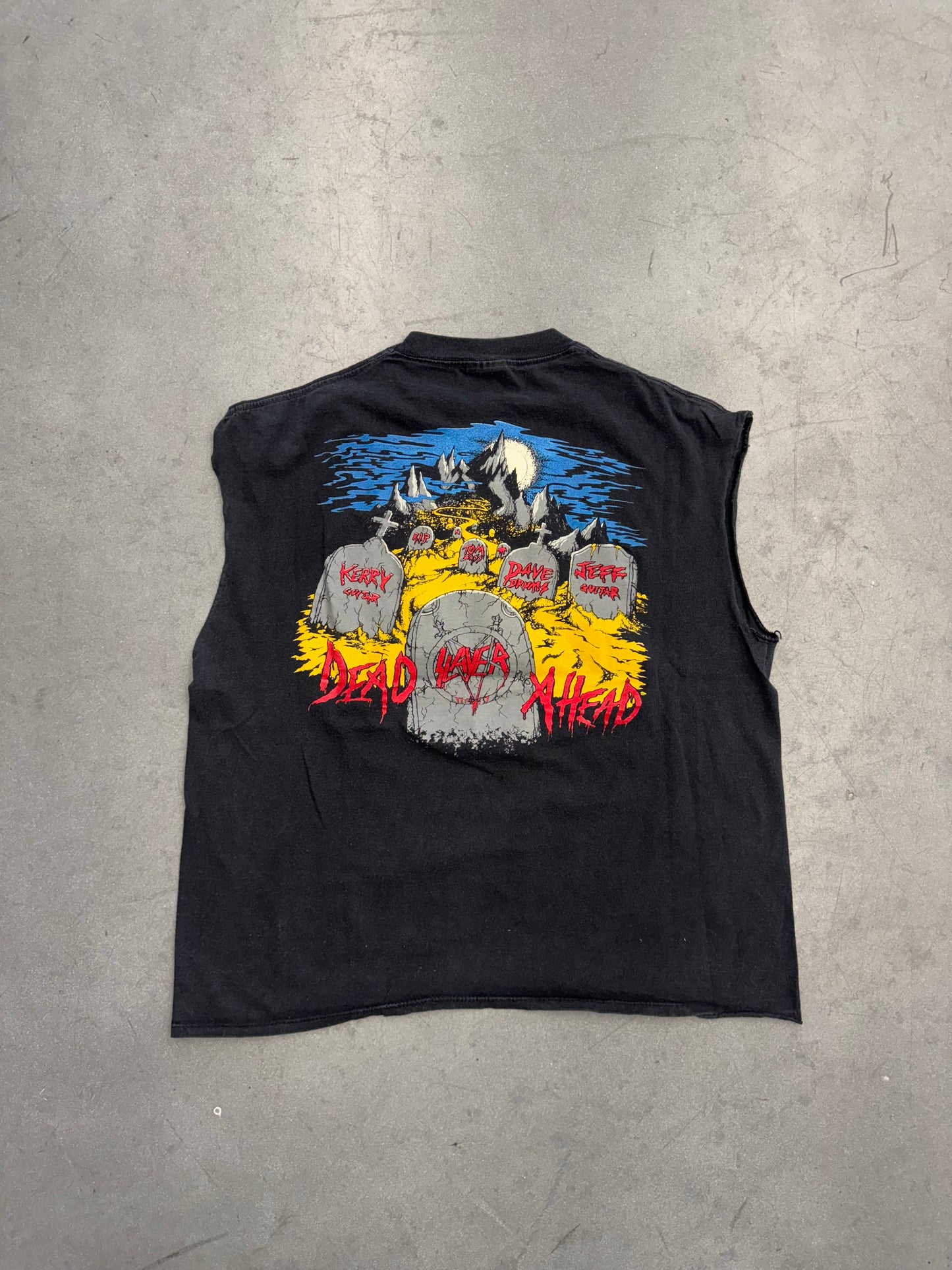 90S SLAYER LIVE UNDEAD "DEAD AHEAD" CUTOFF TEE (BROCKUM TAG)