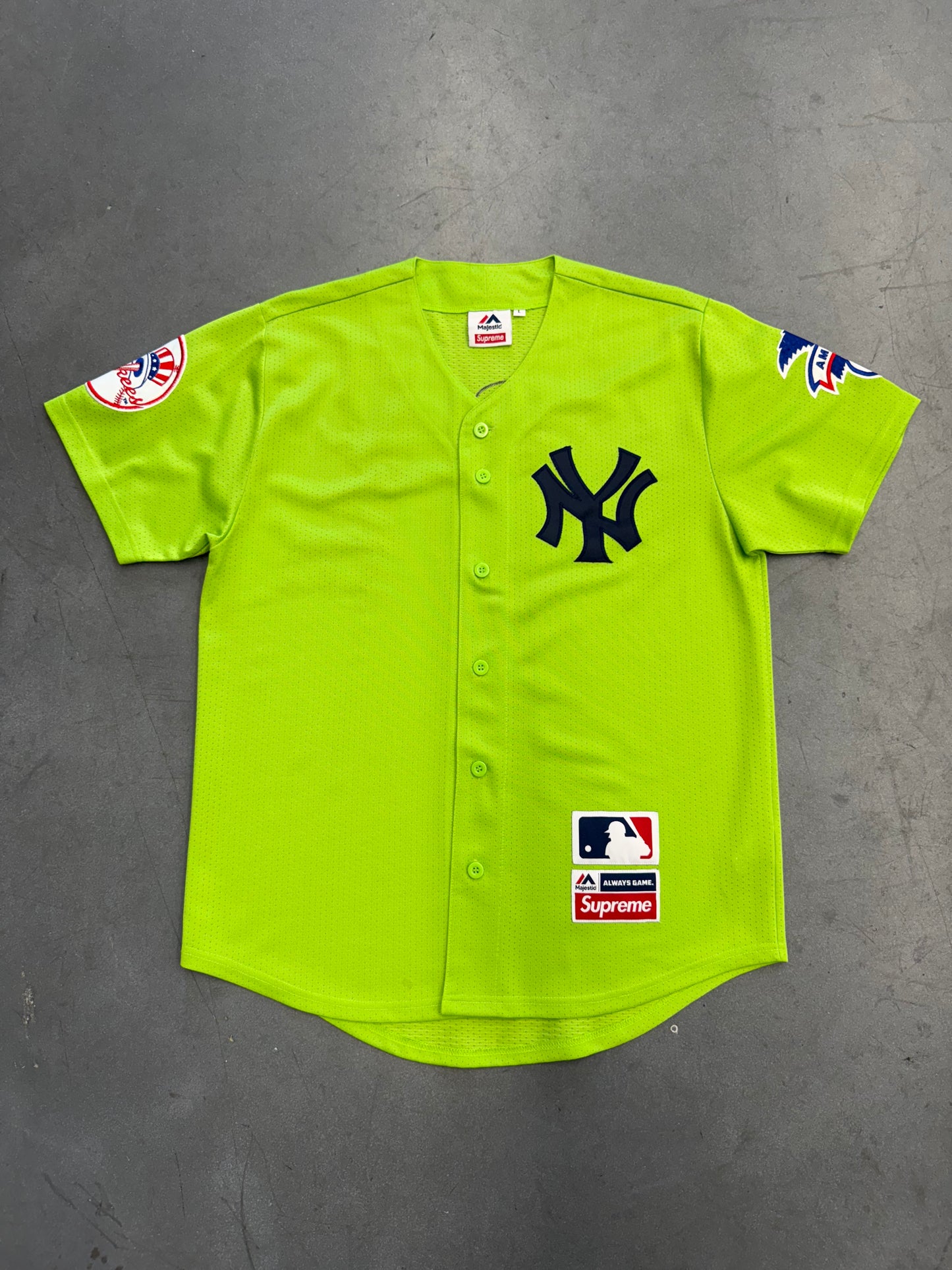 SS15 SUPREME YANKEES BASEBALL JERSEY LIME
