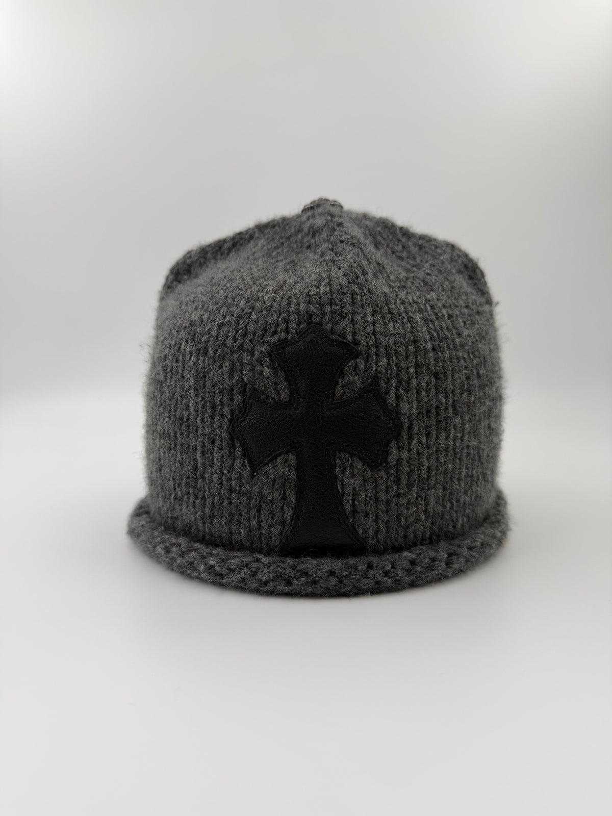 CHROME HEARTS CASHMERE LEATHER CROSS PATCH BEANIE