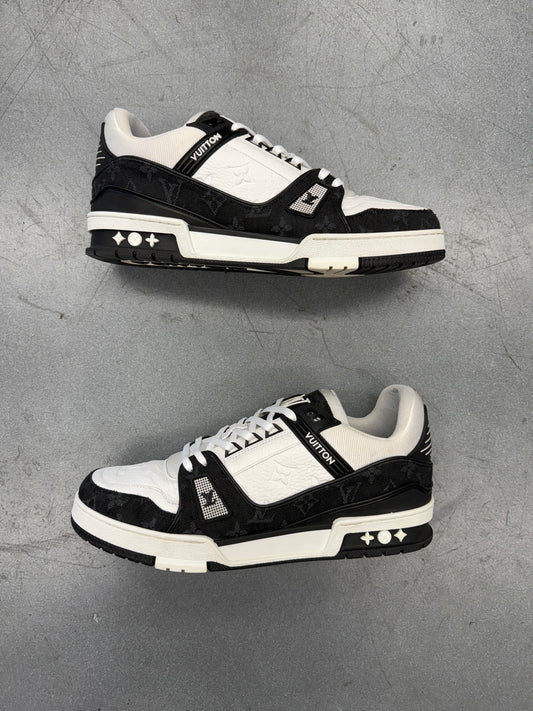 US 10 LV 8.5 LOUIS VUITTON LV TRAINER BLACK MONOGRAM DENIM
