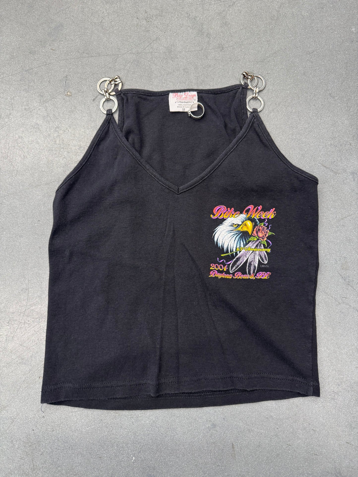 2004 WOMEN'S BIKE WEEK DAYTONA BEACH, FL CIRCLE-LINK STRAP TANK TOP (BIKER DESIGN)