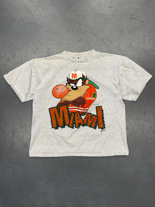 1993 UNIVERSITY OF MIAMI TAZ BUBBLEGUM TEE (JOSTENS TAG)