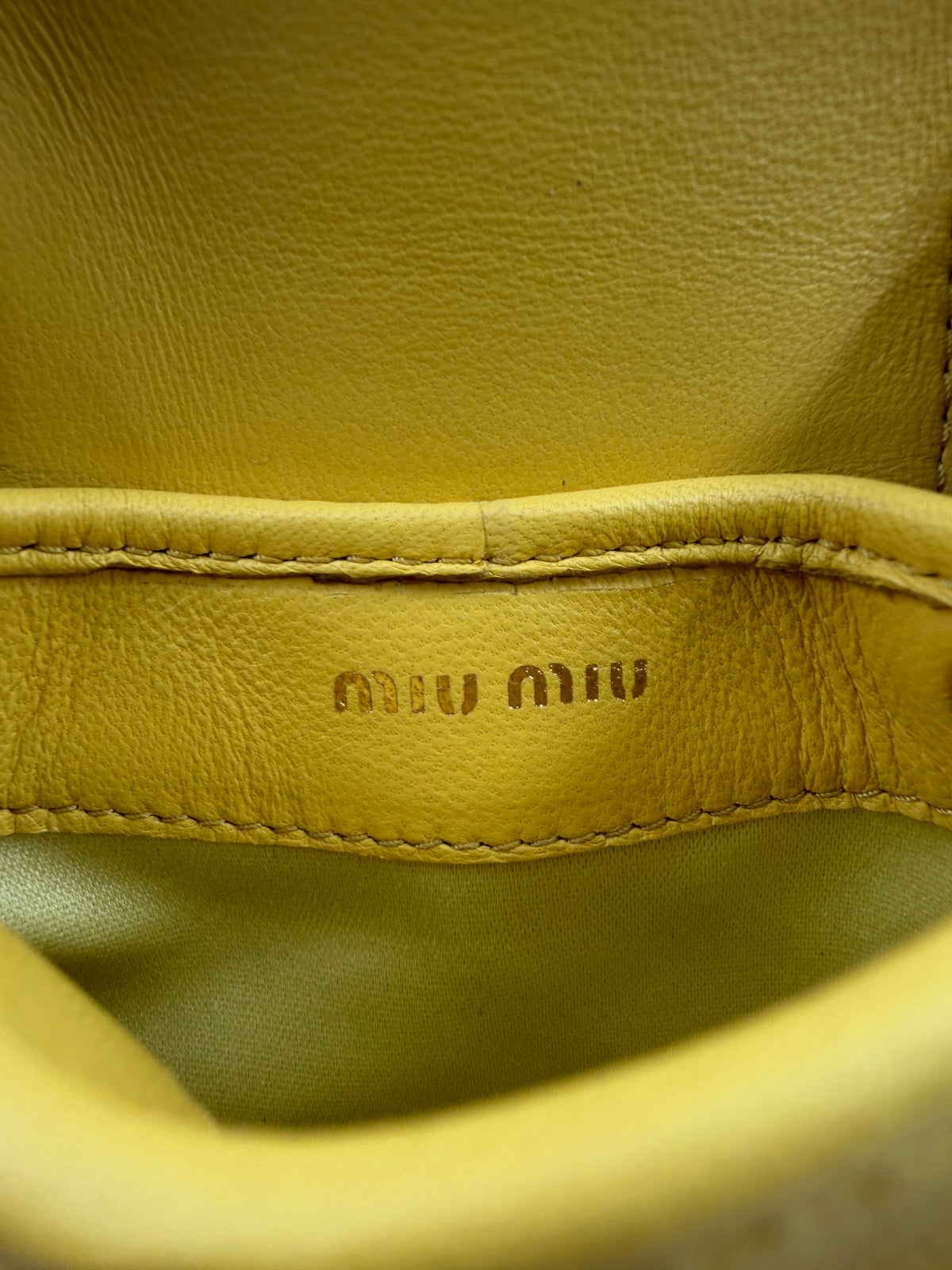 MIU MIU RUCHED LEATHER MINI CHAIN BAG