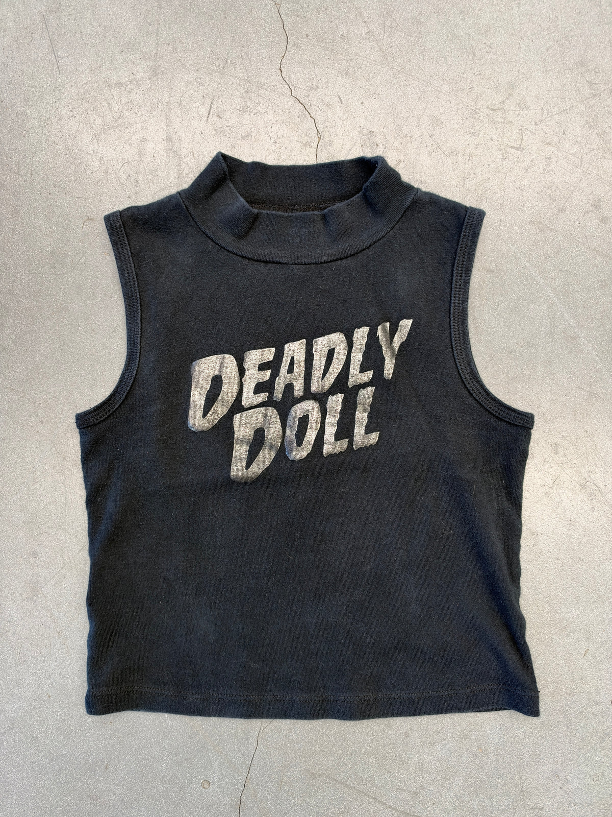 CHROME HEARTS X DEADLY DOLL MOCK NECK SLEEVELESS CROP TOP - BLACK
