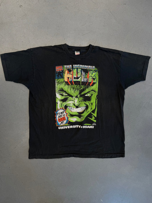 1993 UNIVERSITY OF MIAMI MARVEL COMICS THE INCREDIBLE HULK TEE (FOTL TAG)