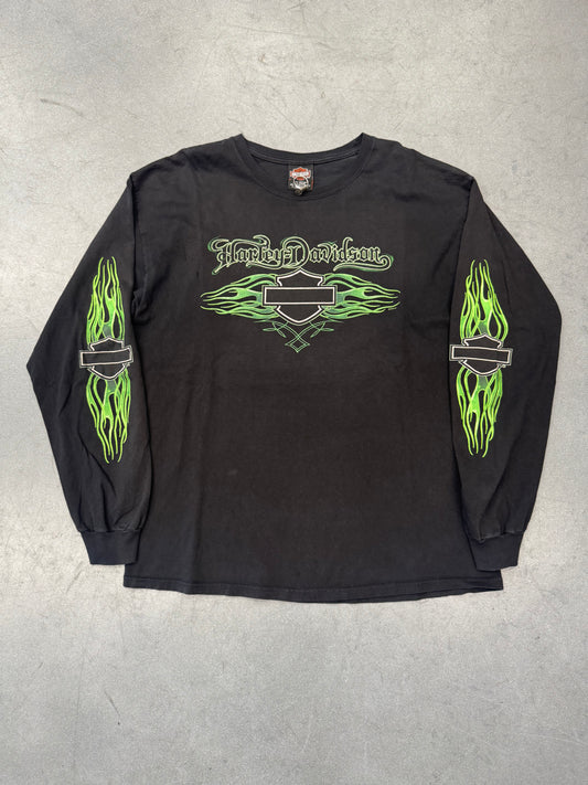 2005 HARLEY-DAVIDSON SAVANNAH, GEORGIA LS GREEN FLAMES TEE