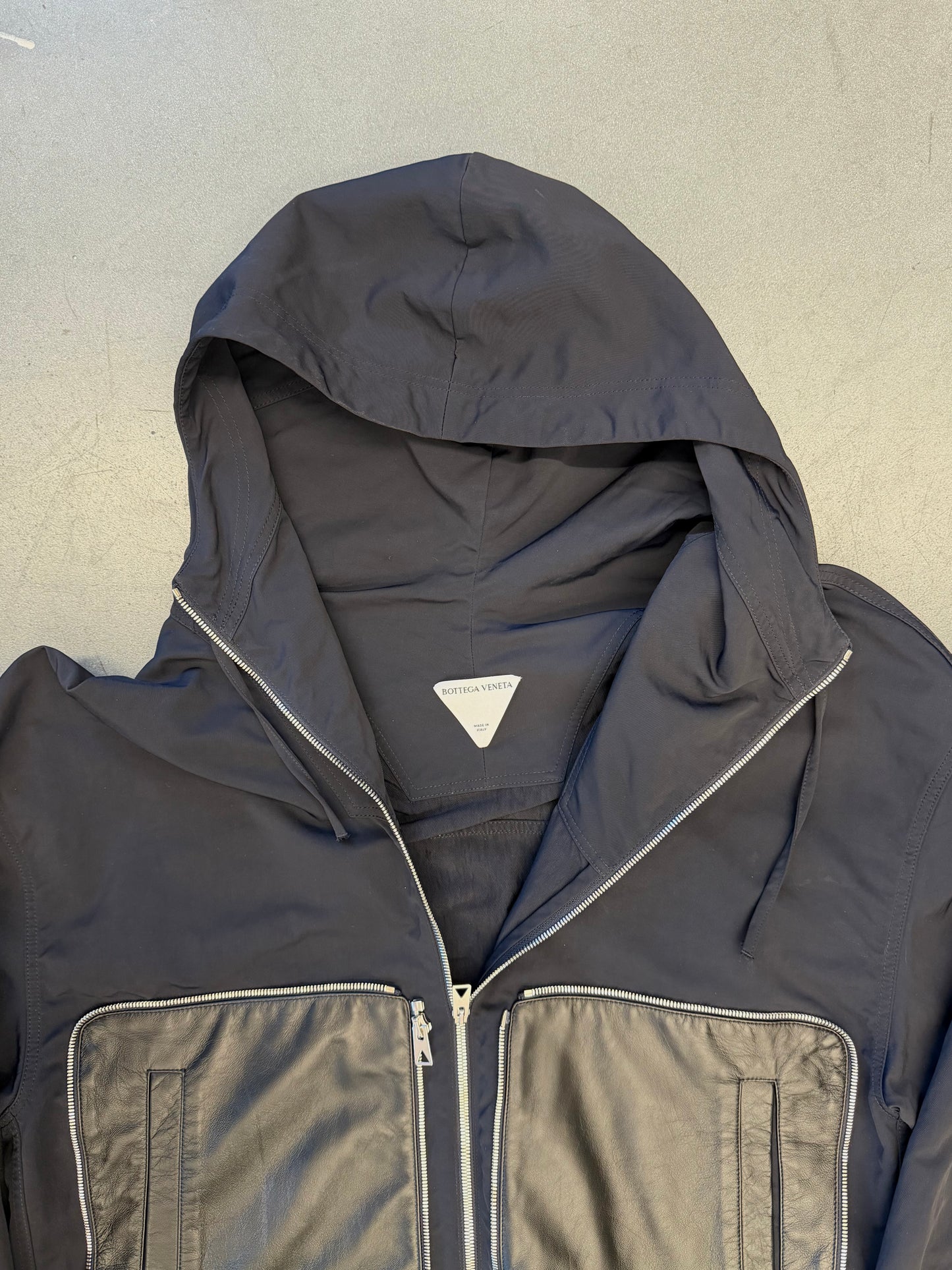 2022 BOTTEGA VENETA NYLON/LEATHER PACKABLE JACKET