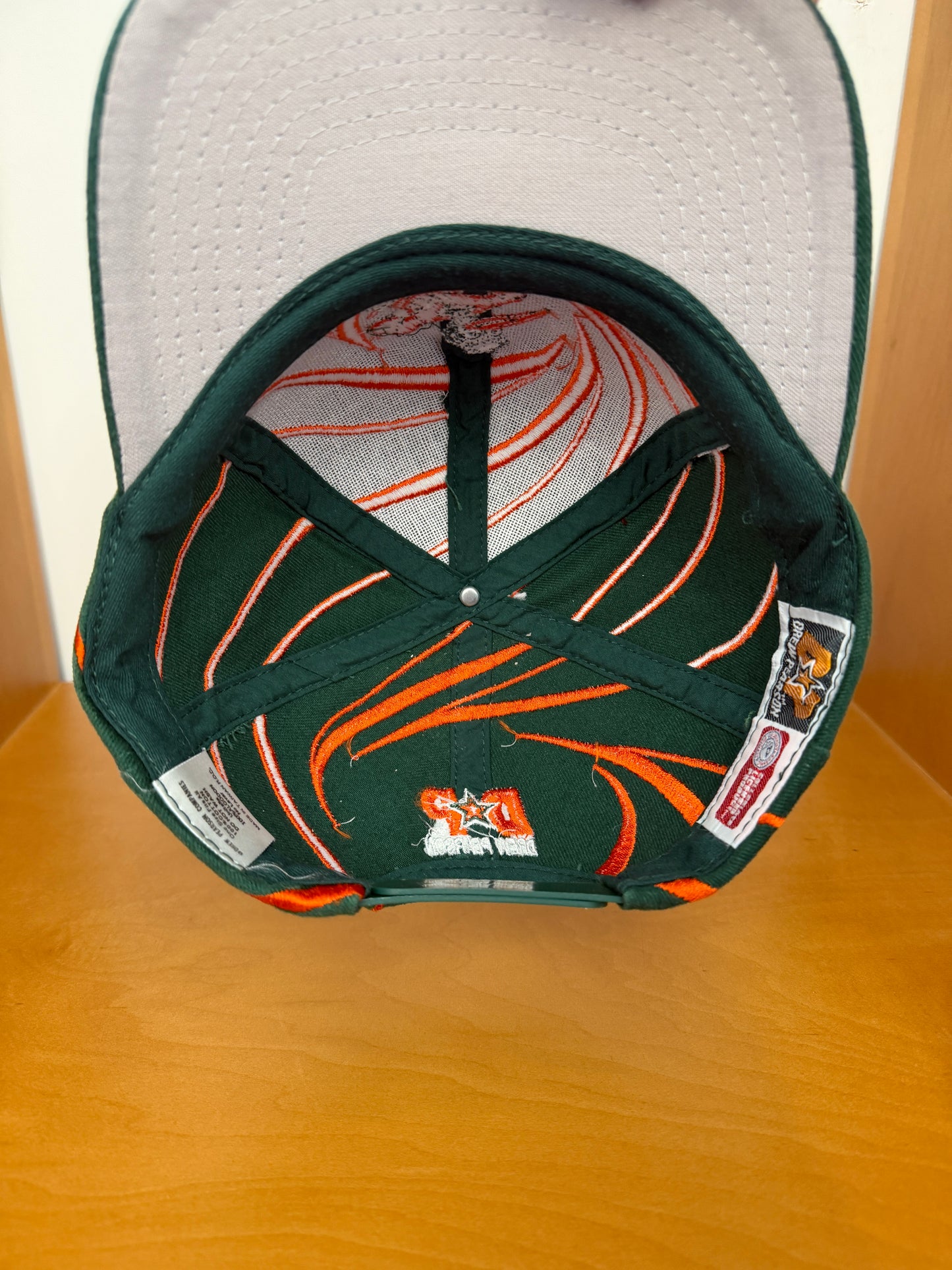 90S UNIVERSITY OF MIAMI DREW PEARSON EMBROIDERED CYCLONE SNAPBACK HAT