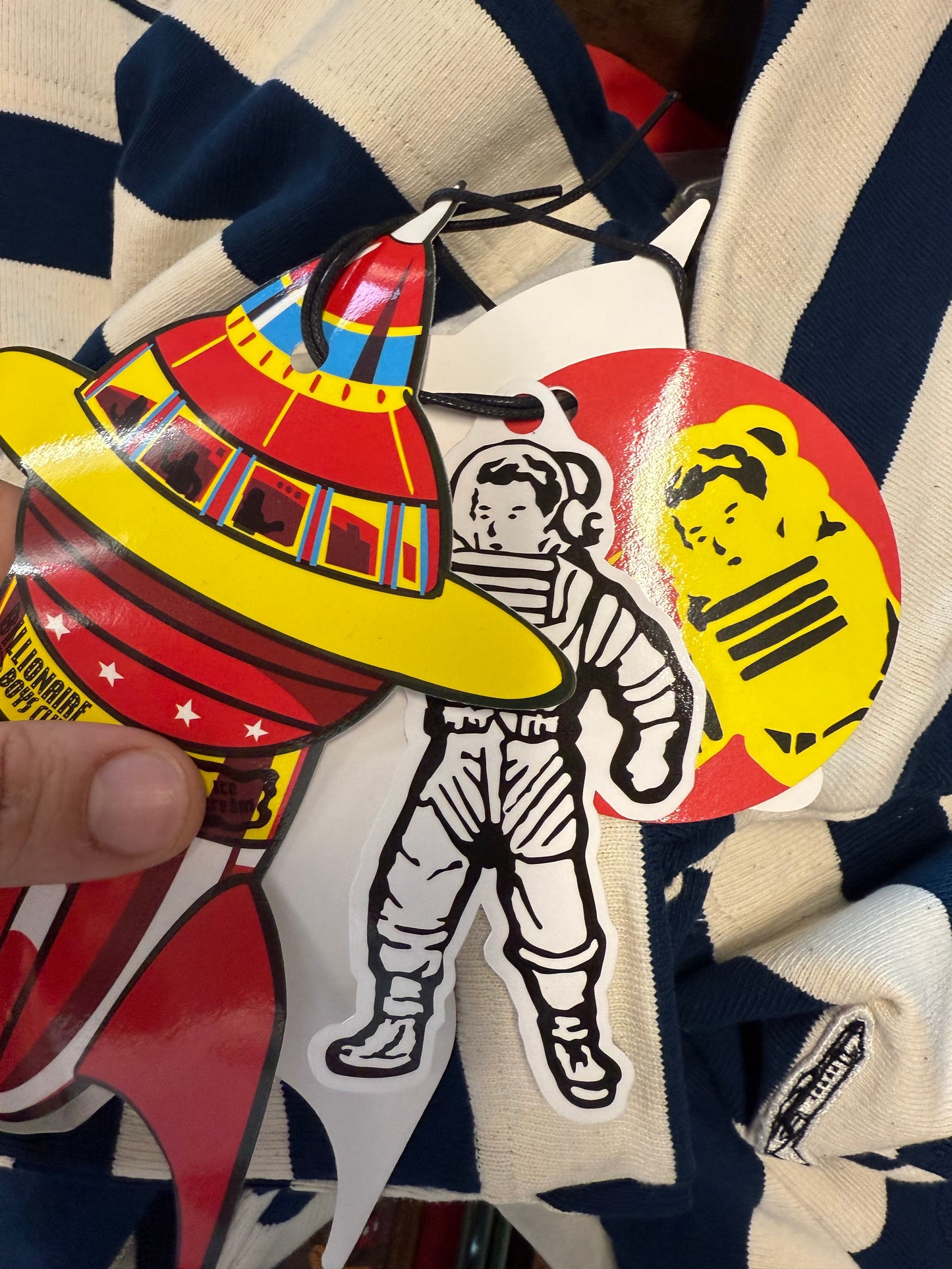 SEASON 10 BILLIONAIRE BOYS CLUB BBC AIRPLANE STRIPED POLO SHIRT (L) (NEW WITH TAG & BAG)