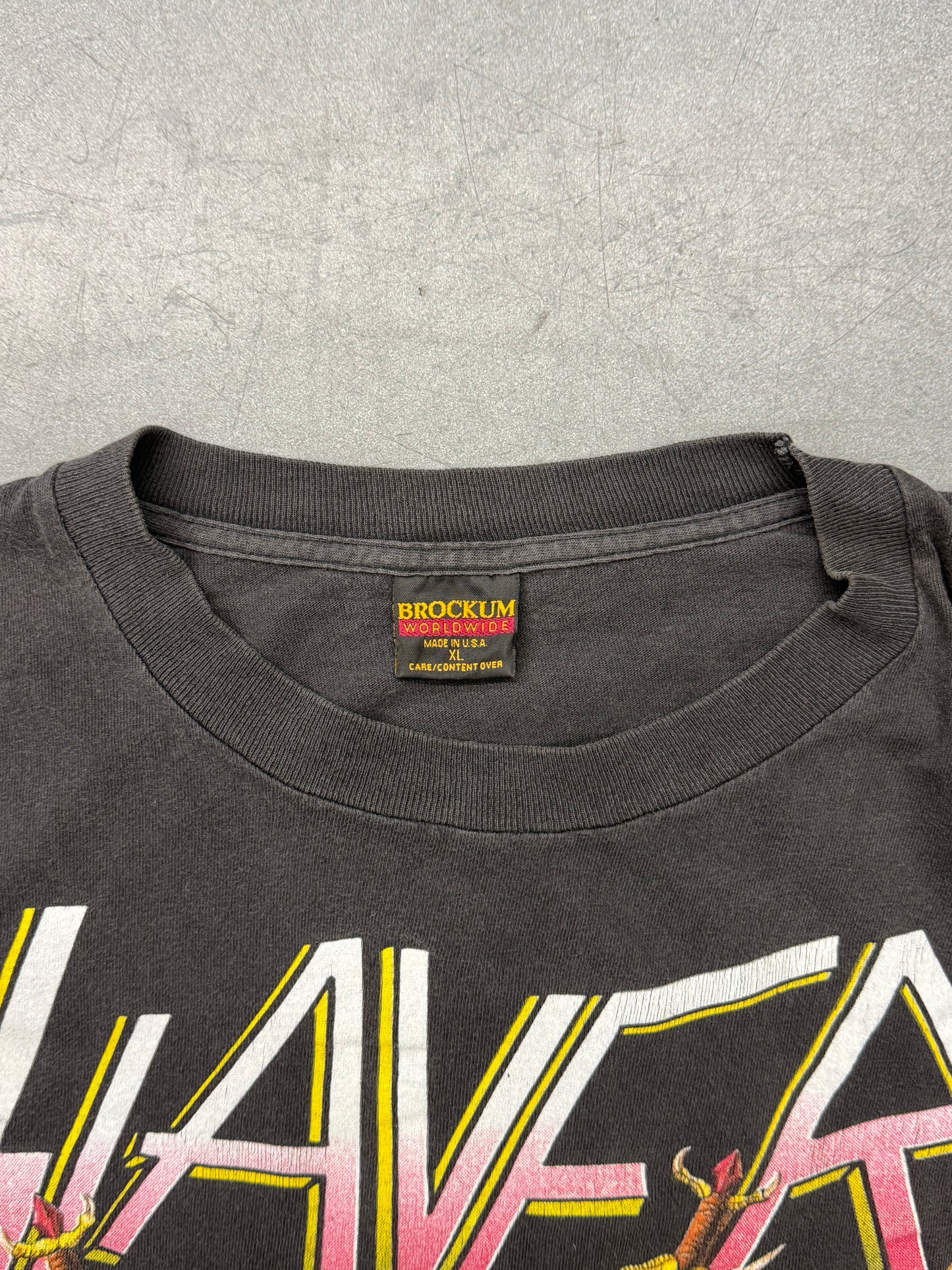 1991 SLAYER TWO FACES INFUSED CLASH OF THE TITANS TOUR TEE (BROCKUM TAG)