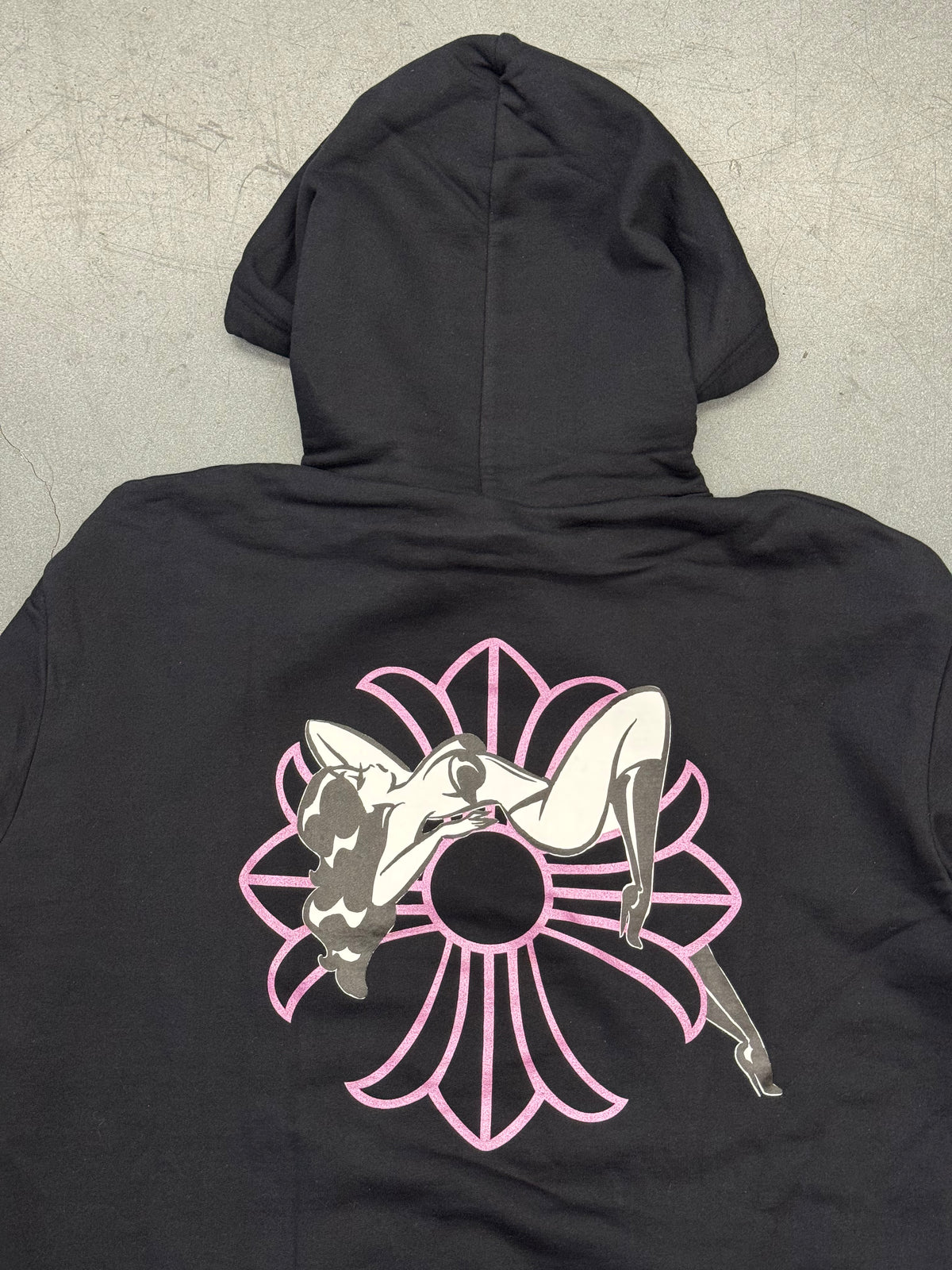 CHROME HEARTS DEADLY DOLL METALLIC FUSCHIA CROSS PULLOVER HOODIE