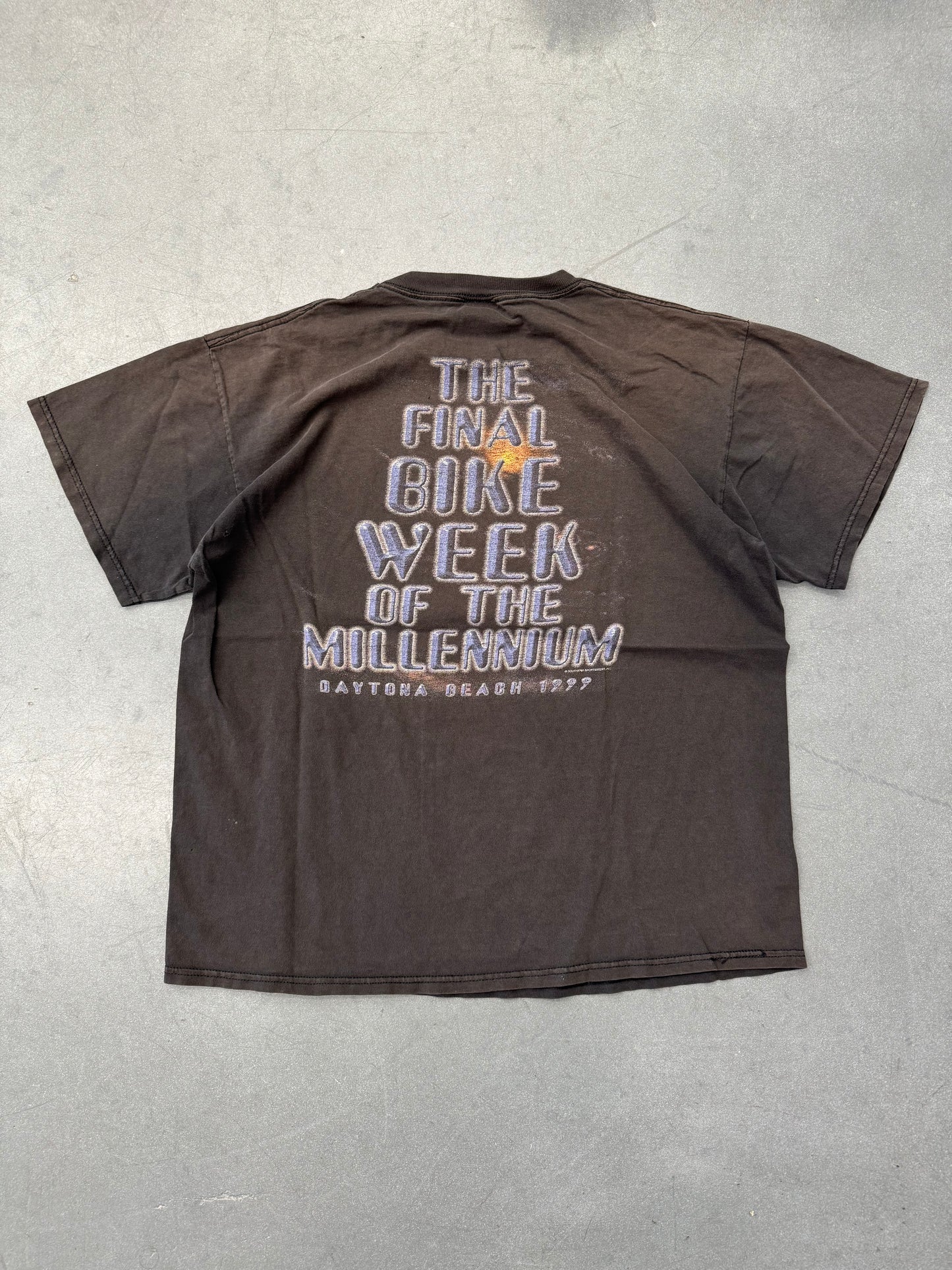 1999 "THE FINAL BIKE WEEK OF THE MILLENIUM" DAYTONA BEACH TEE (DELTA TAG)