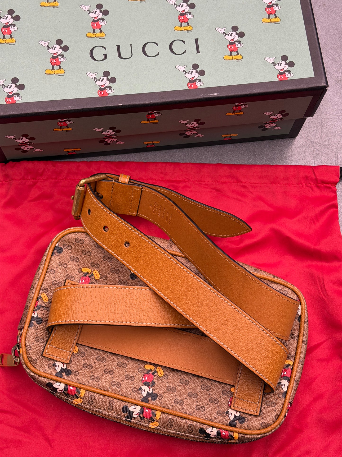 GUCCI DISNEY MICKEY GG SUPREME BELT BAG BEIGE
