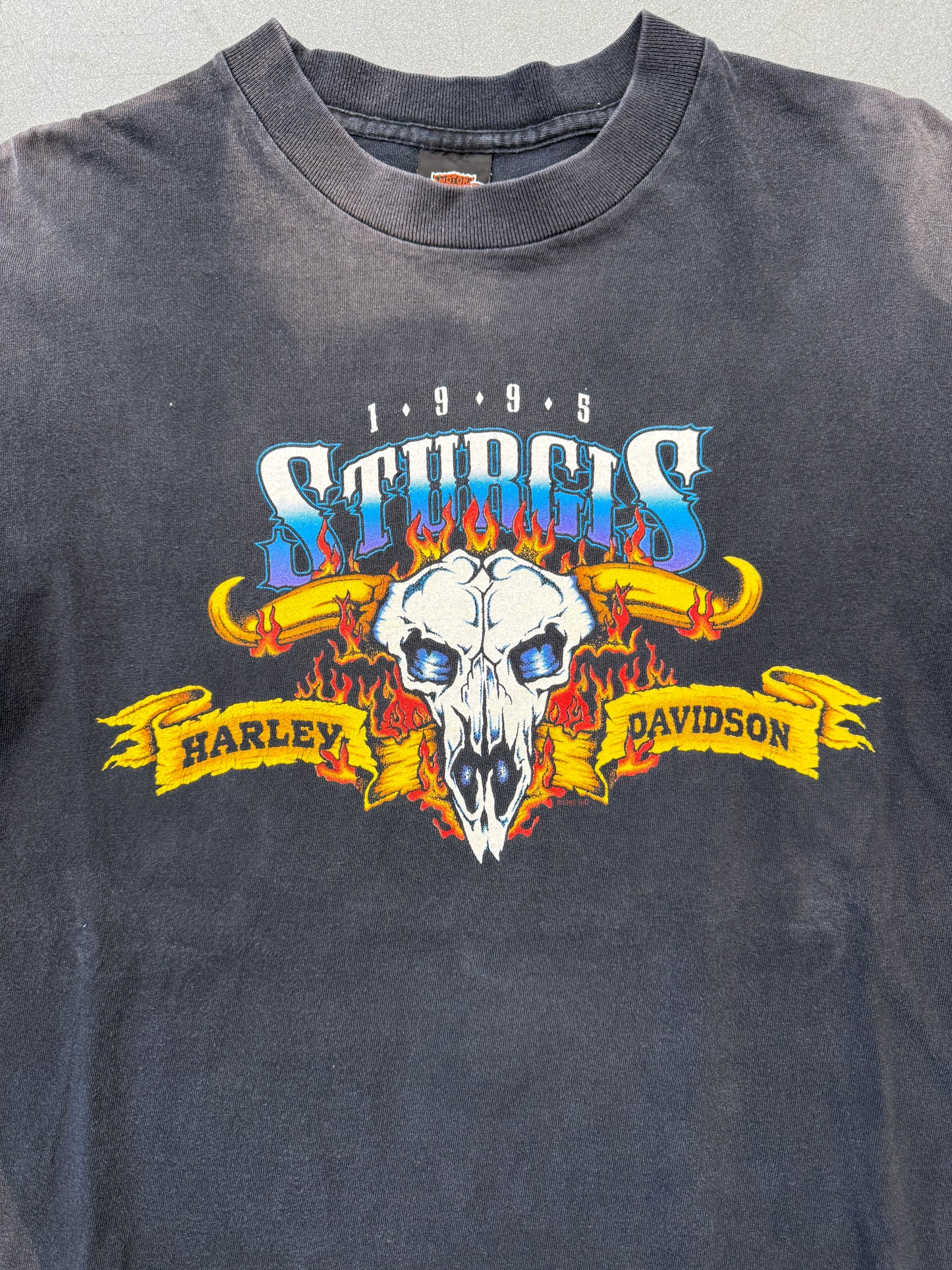 1995 HARLEY-DAVIDSON STURGIS "BLACK HILLS RALLY" LS FLAMES TEE