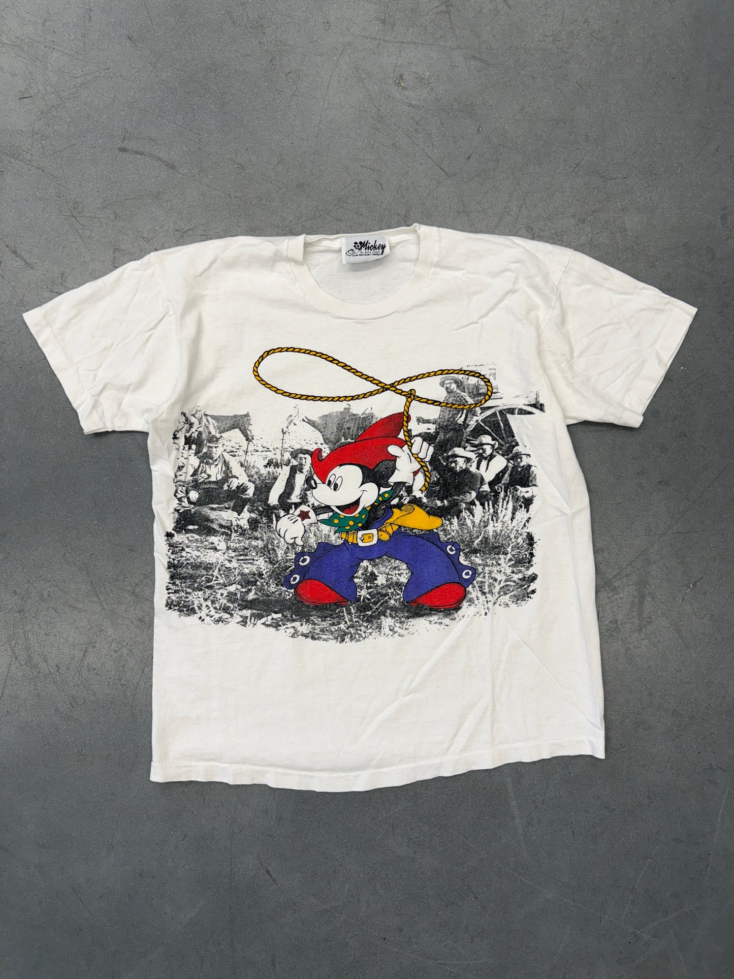 90S COWBOY MICKEY TEE (MICKEY BY JERRY LEIGH TAG)