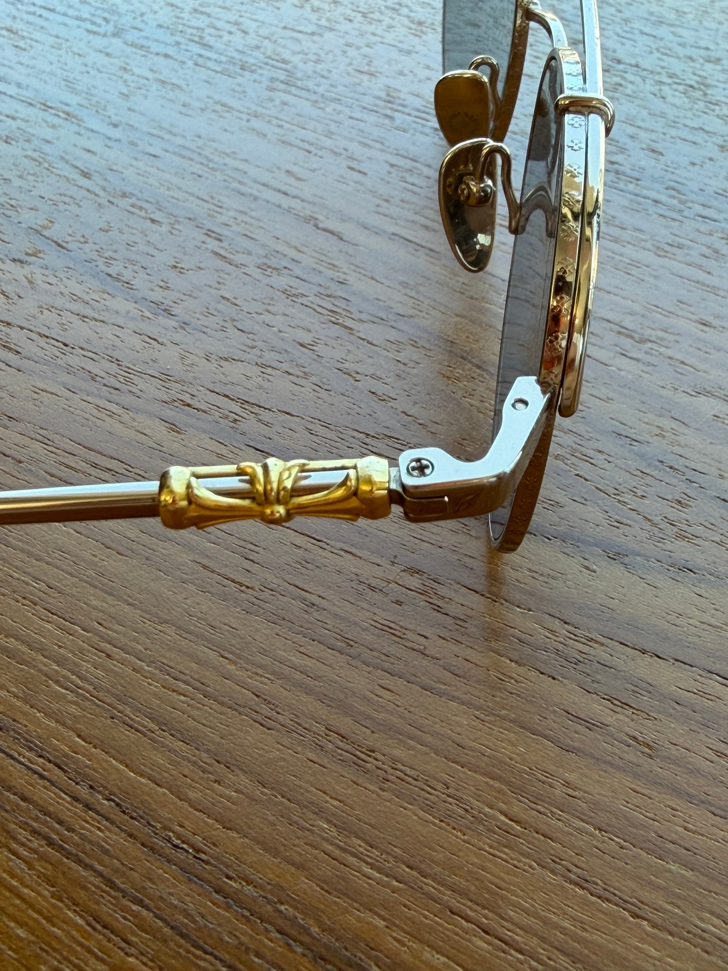 CHROME HEARTS ORALGAMI DOUBLE BRIDGE GOLD SUNGLASSES (PRE-OWNED WITH CASE)