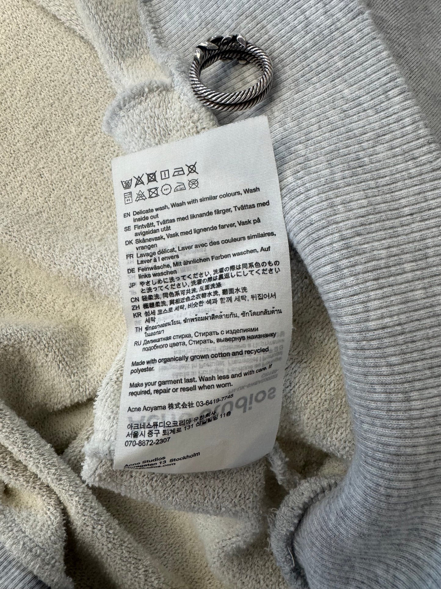 ACNE STUDIOS STOKHOLM 1996 HEAVY PULLOVER HOODIE - GREY