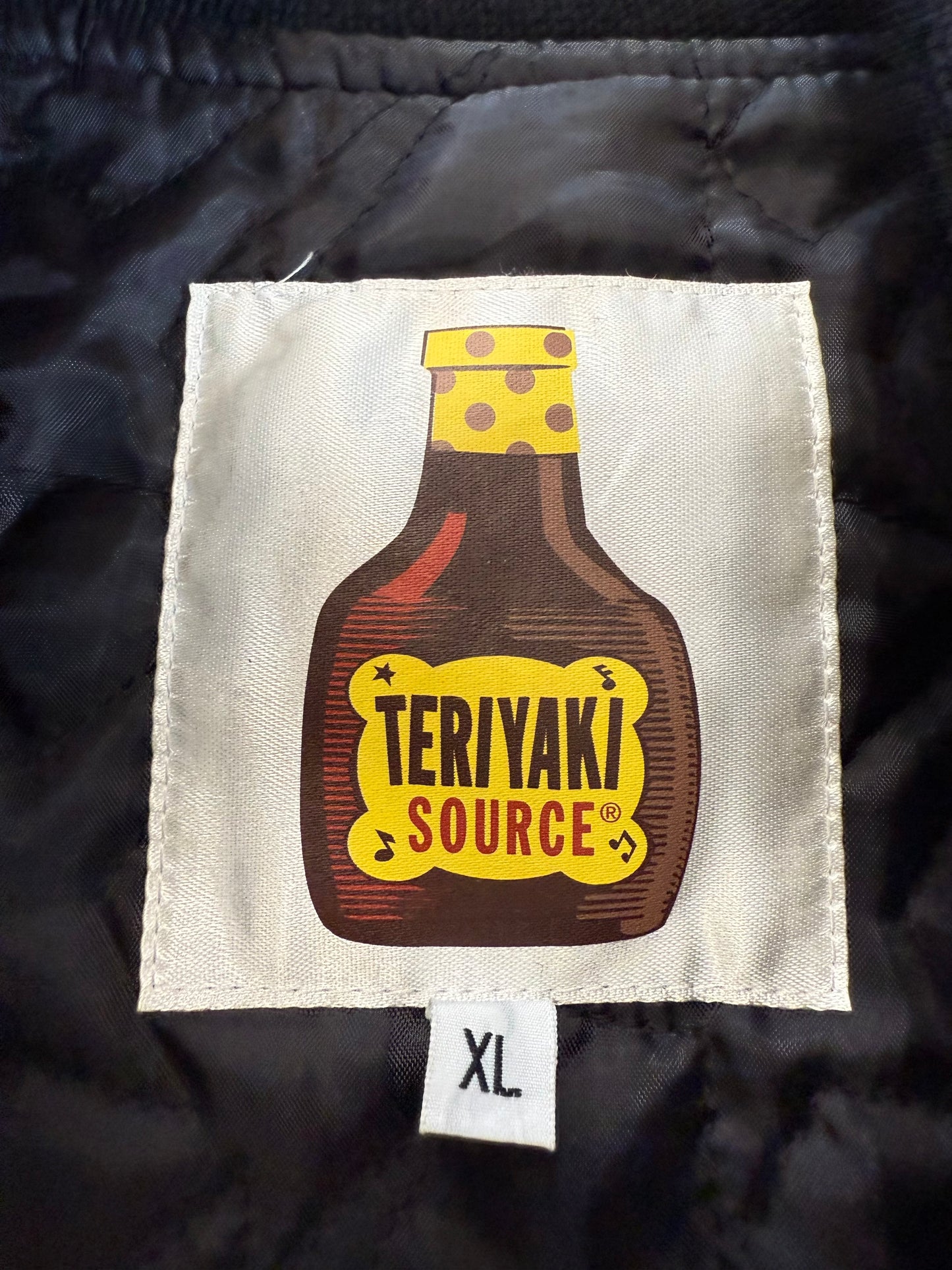 2008 A BATHING APE BAPE TERIYAKI BOYS LEATHER VARSITY JACKET (XL) (LIGHT PRE-OWNED WITH BAG)