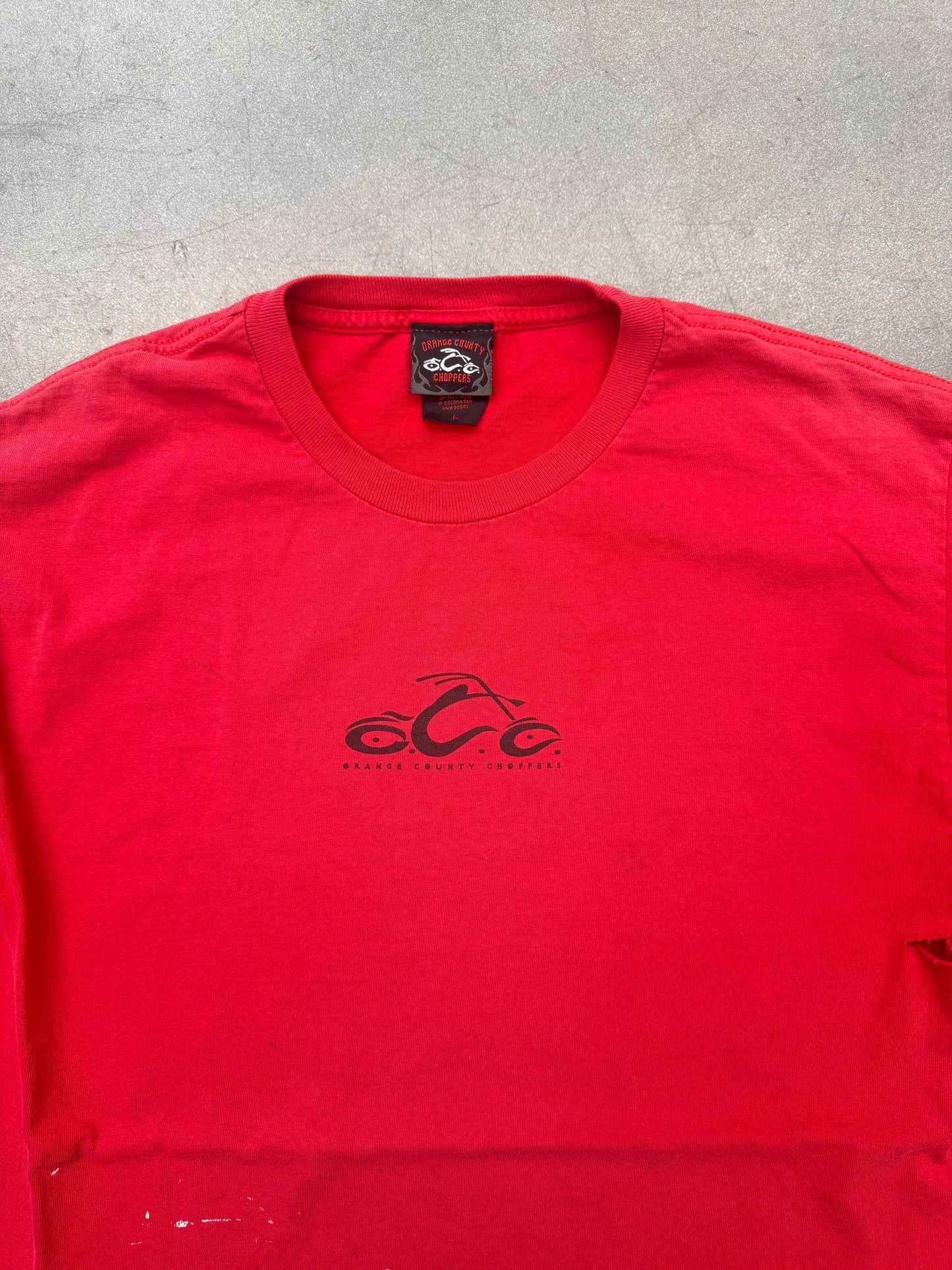 VINTAGE ORANGE COUNTY CHOPPERS TRIBAL LS TEE - RED (DOUBLE TAG)