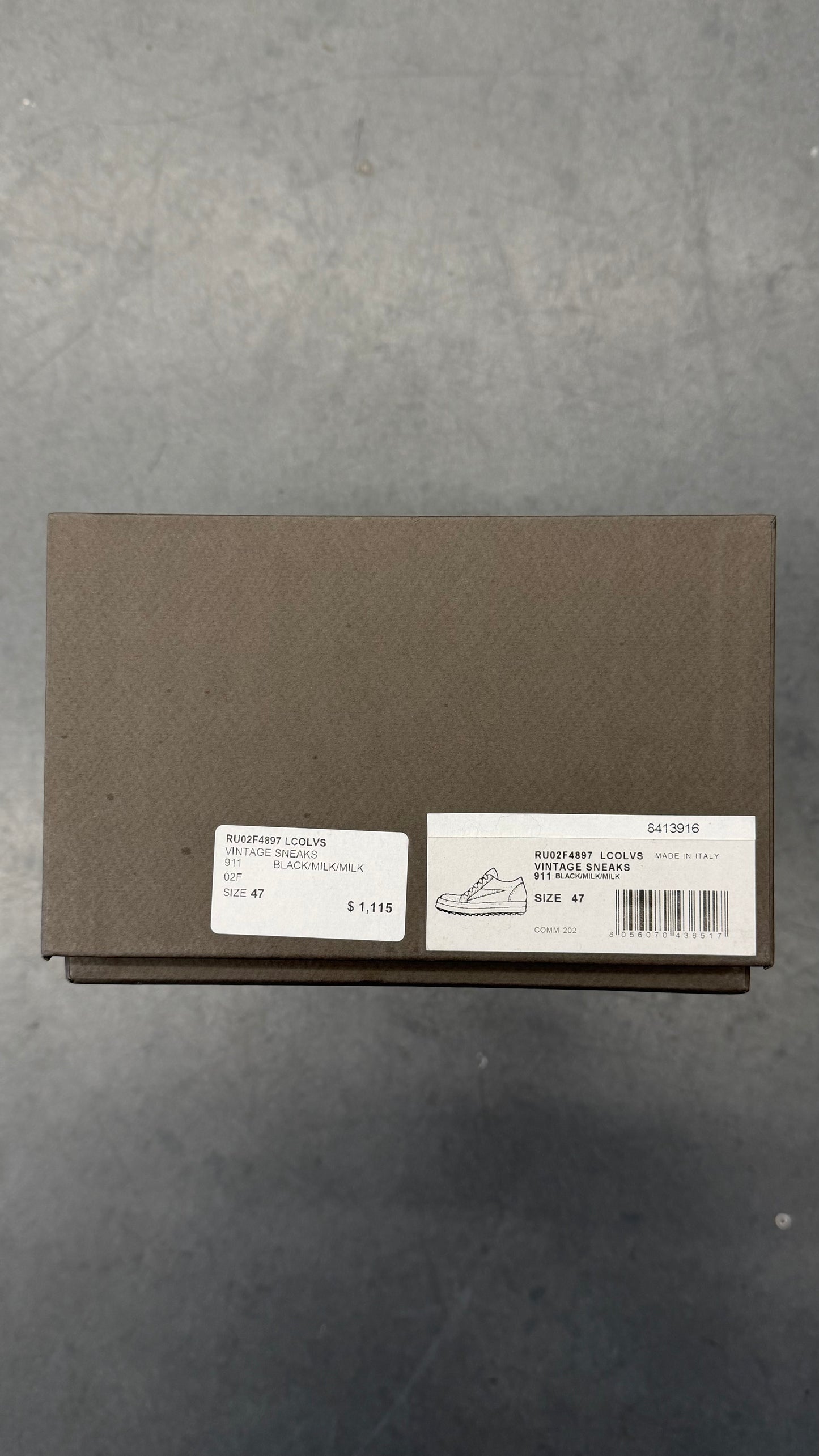RICK OWENS VINTAGE SNEAKS - BLACK/MILK/MILK