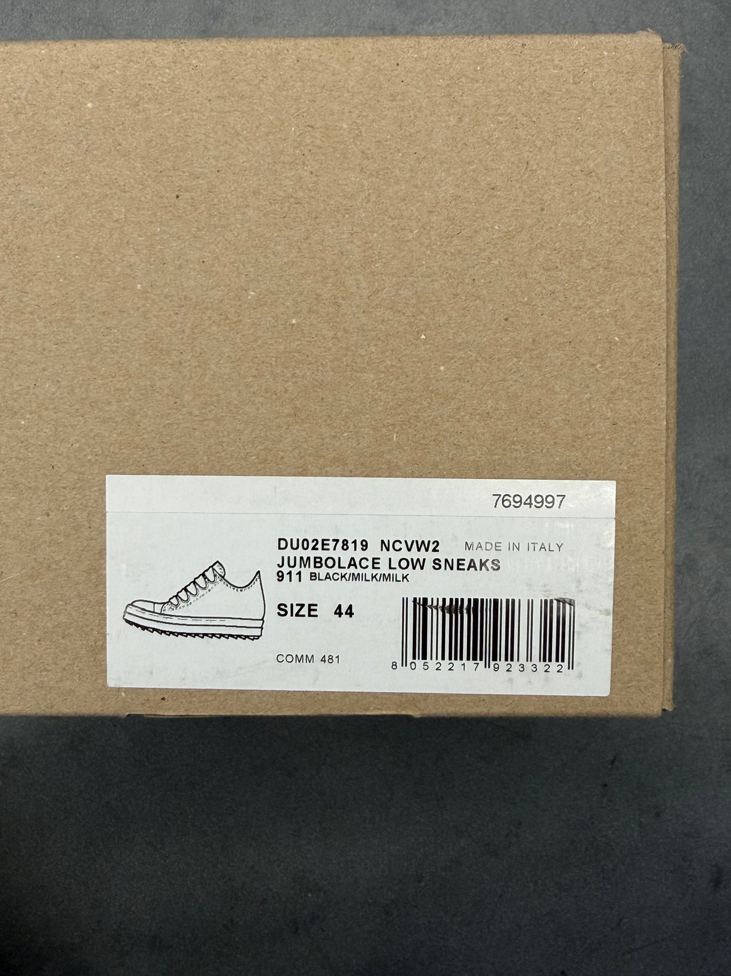 RICK OWENS DRKSHDW NYLON JUMBOLACE LOW SNEAKS (W/ BOX)