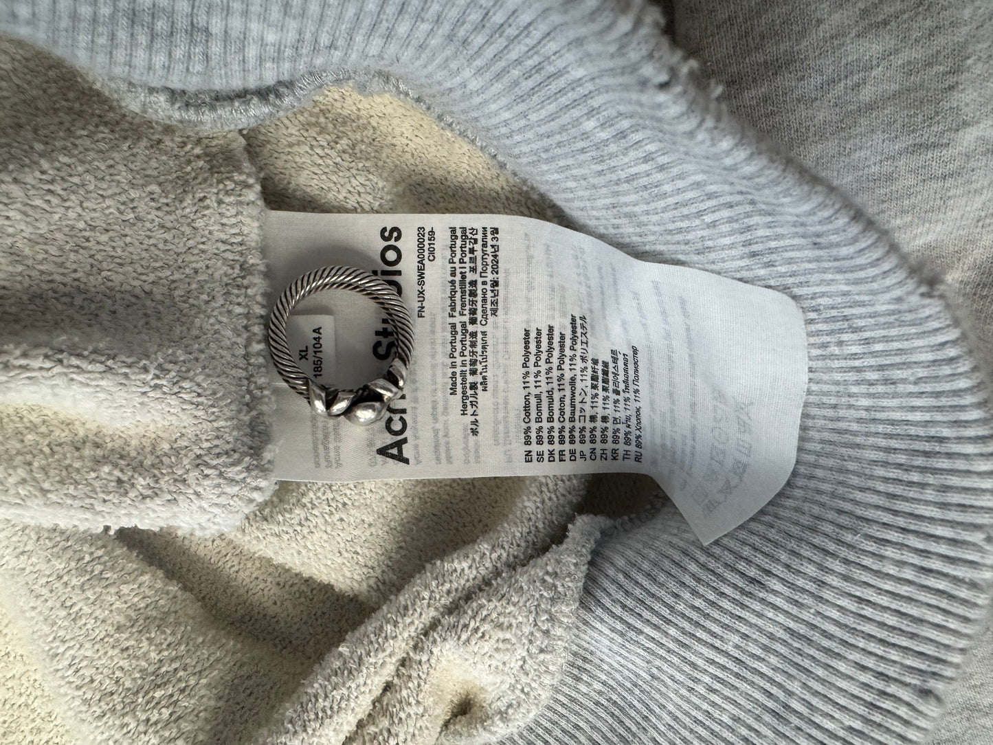 ACNE STUDIOS STOKHOLM 1996 HEAVY PULLOVER HOODIE - GREY